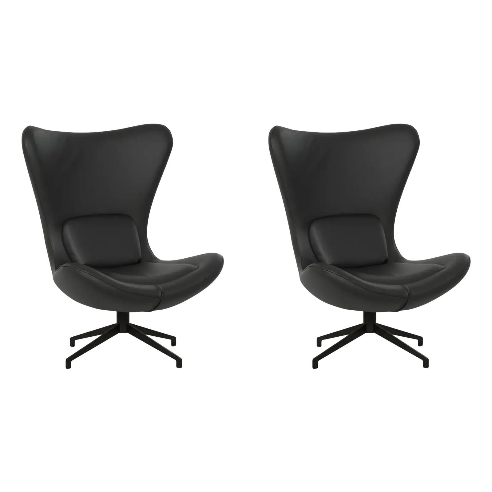 afbeelding van Set van 2 Leren draaifauteuils Soul - Toledo Nero (zwart) - Stervoet zwart