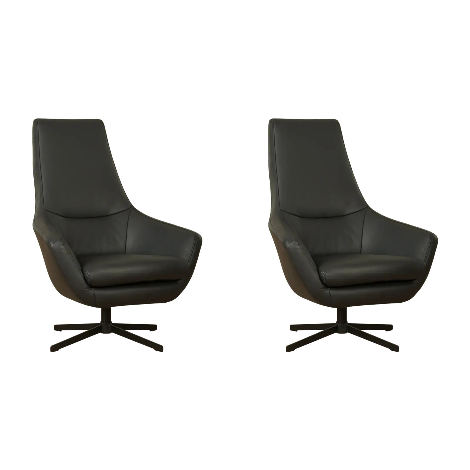 afbeelding van Set van 2 Leren draaifauteuils Treat - Toledo Nero (zwart)