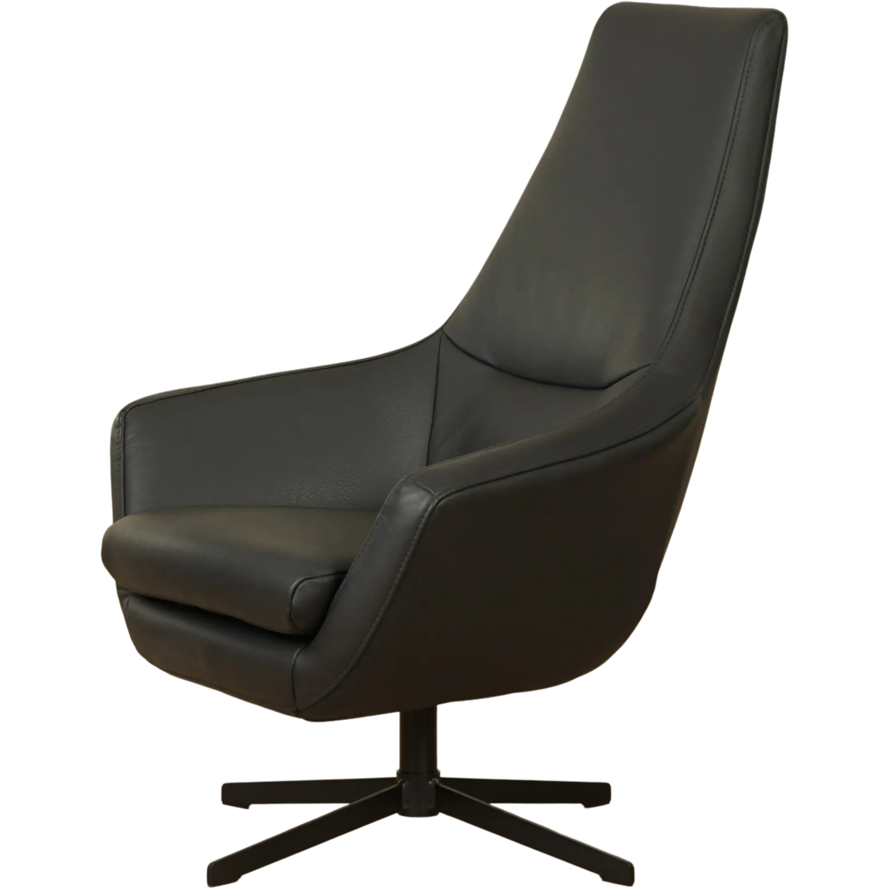 afbeelding van Set van 2 Leren draaifauteuils Treat - Toledo Nero (zwart)