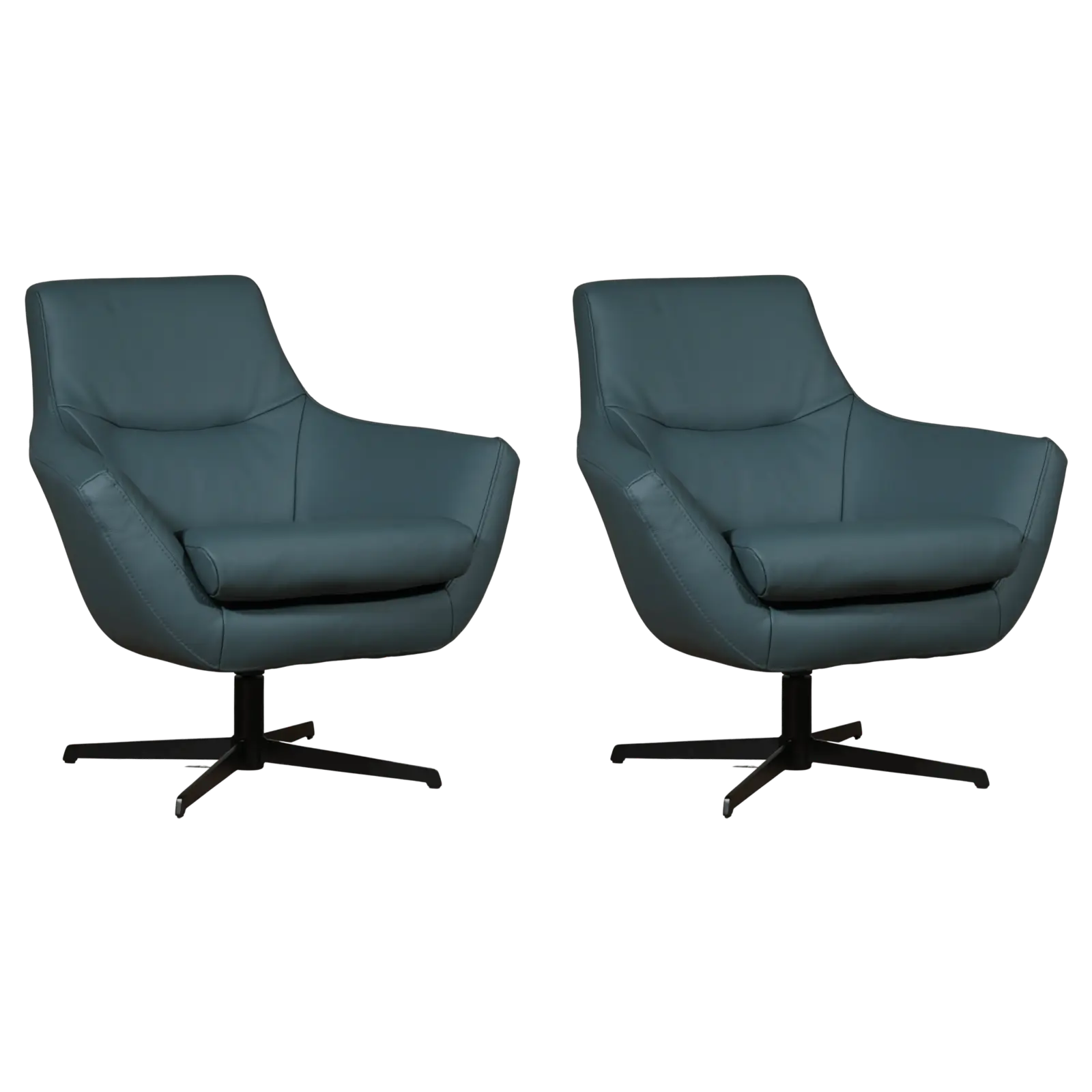 afbeelding van Set van 2 Leren draaifauteuils Wing - Toledo Whale (blauw/grijs)