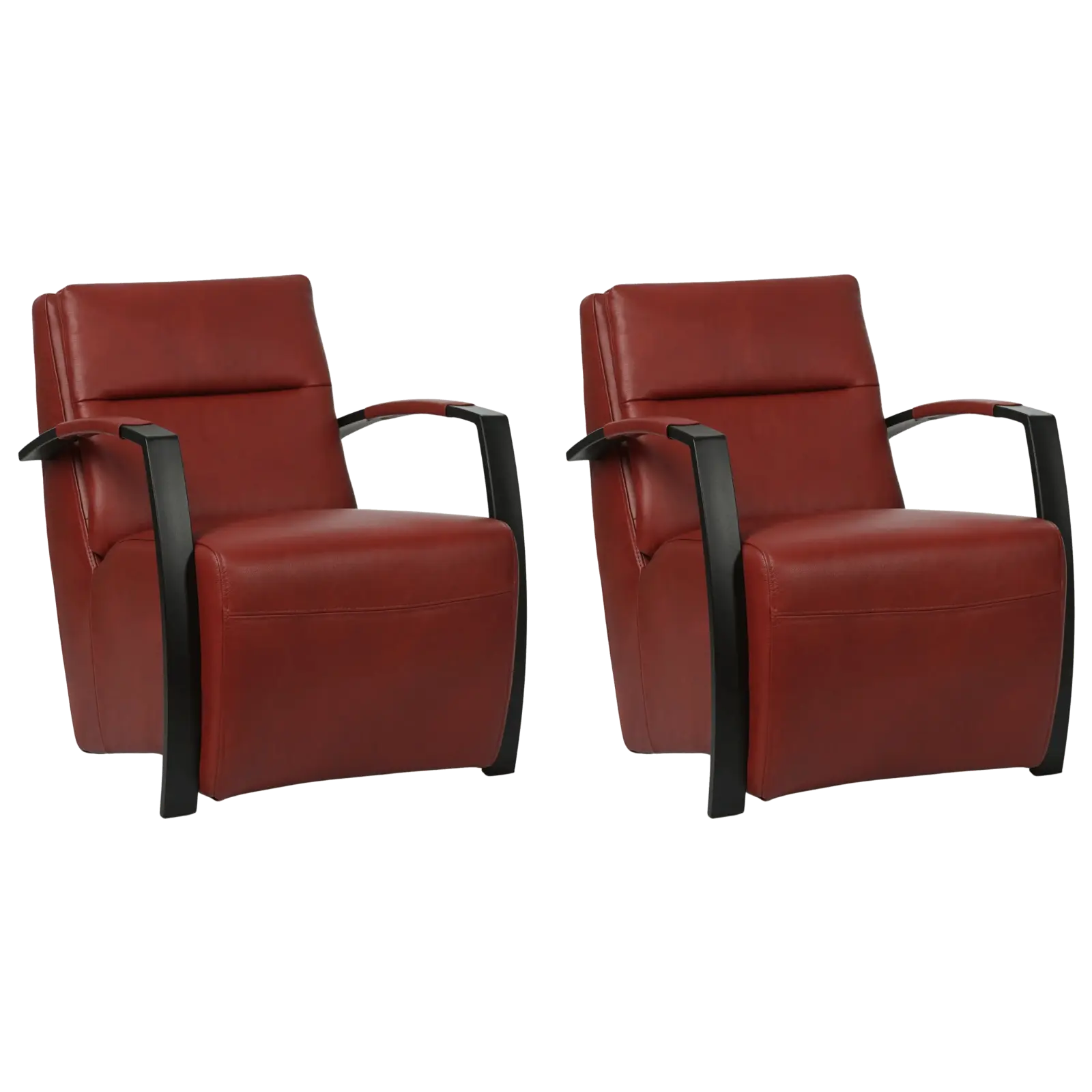 afbeelding van Set van 2 Leren fauteuils Arrival - Granada Rouge (rood)