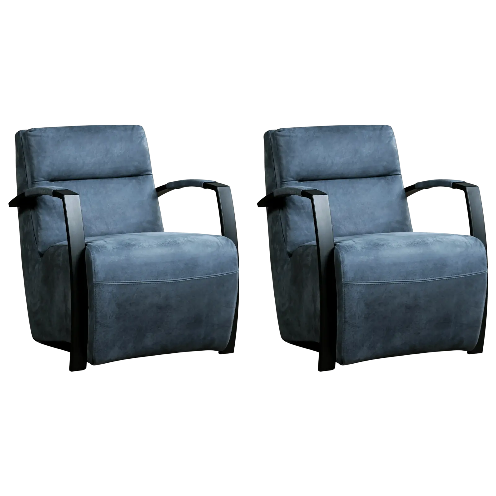 afbeelding van Set van 2 Leren fauteuils Arrival - Kenia Denim (blauw)