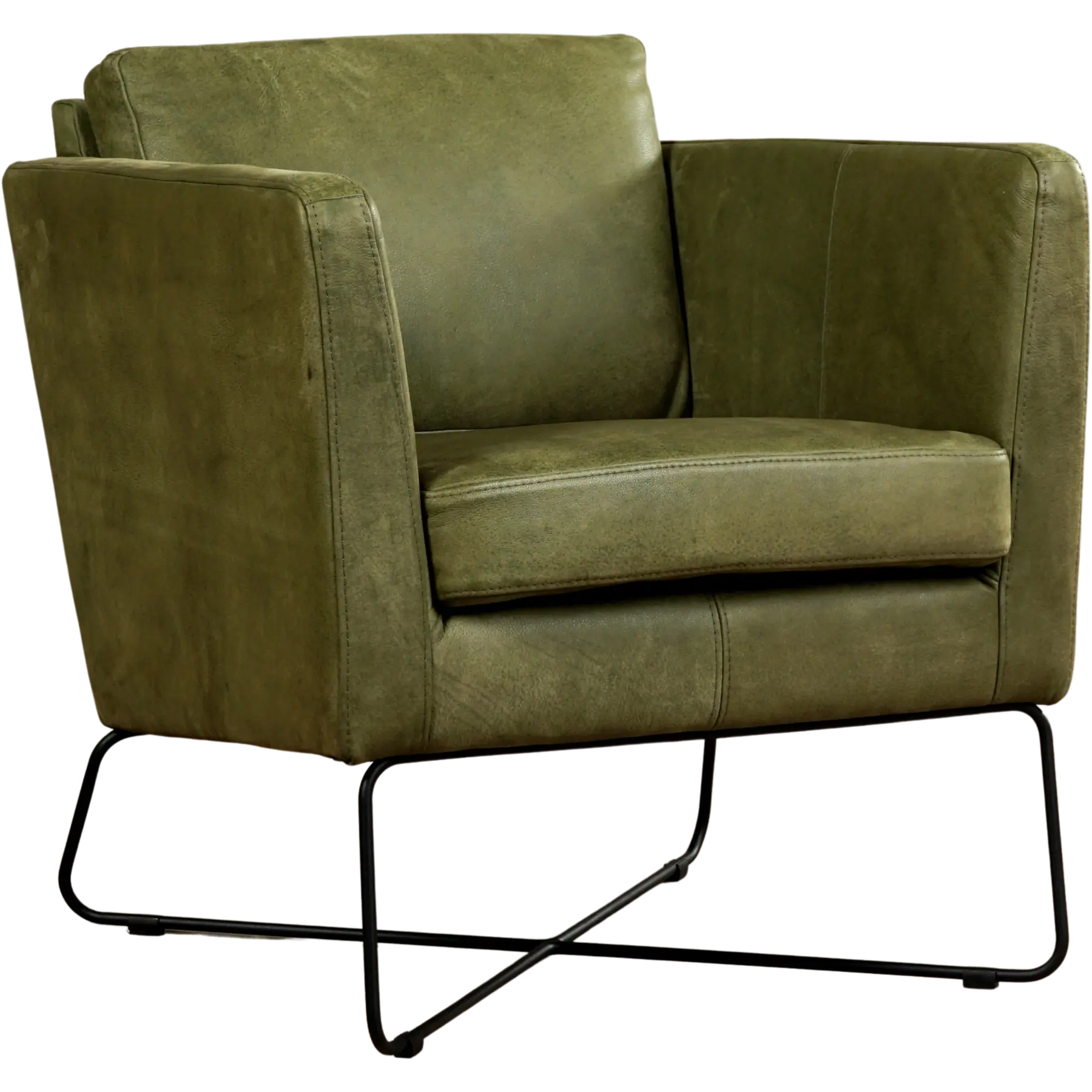 afbeelding van Set van 2 Leren fauteuils Crossover - Kenia Olive (olijf)