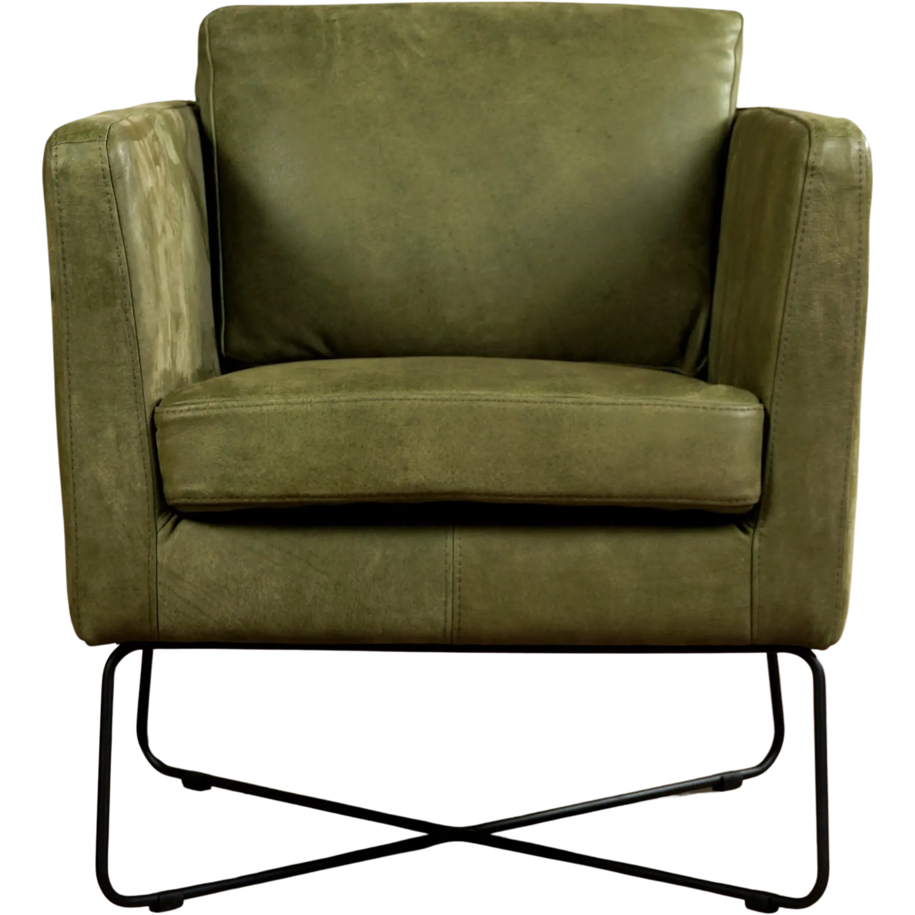 afbeelding van Set van 2 Leren fauteuils Crossover - Kenia Olive (olijf)