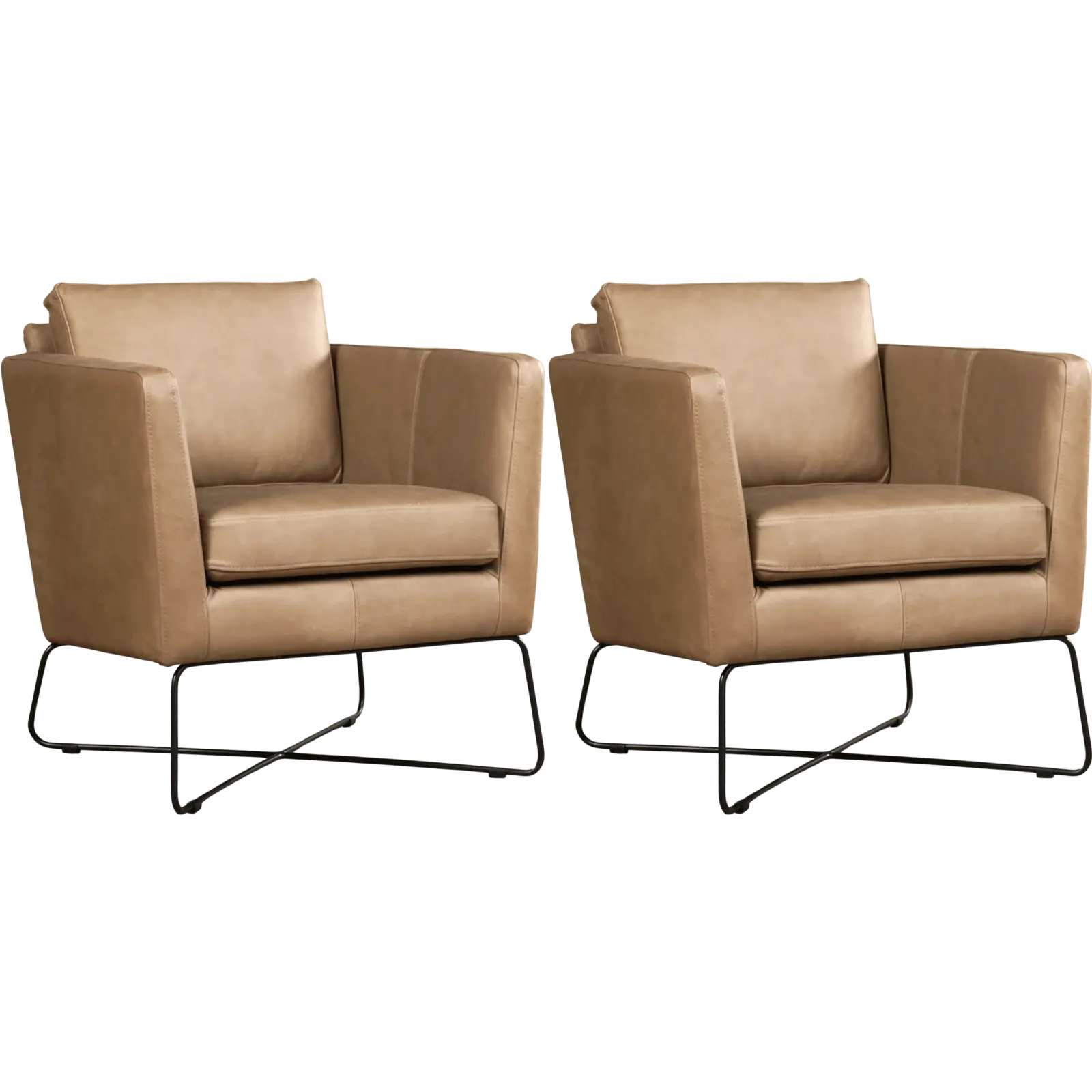 afbeelding van Set van 2 Leren fauteuils Crossover - Rancho Stone (grijs/bruin)