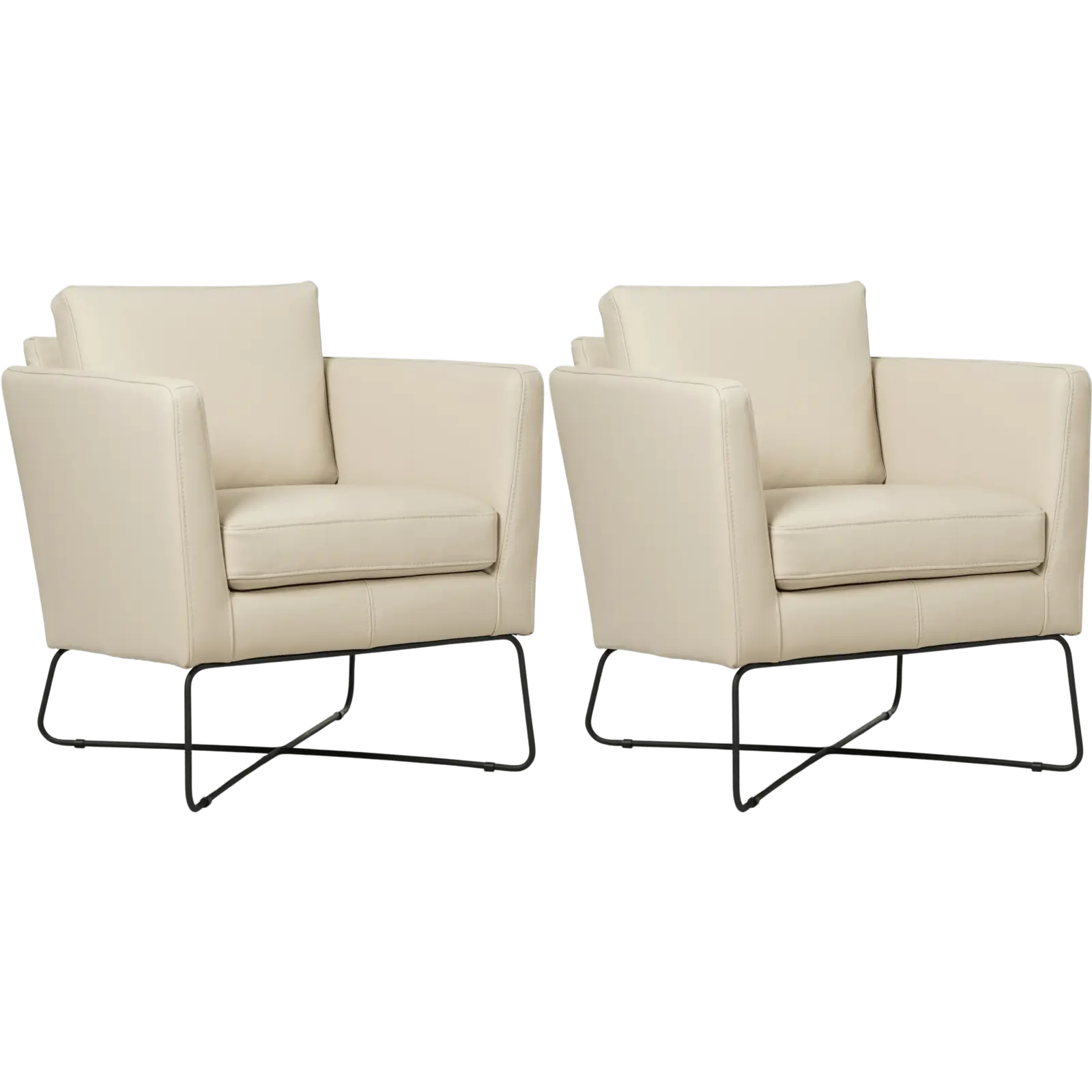 afbeelding van Set van 2 Leren fauteuils Crossover - Toledo Betulla (crème)