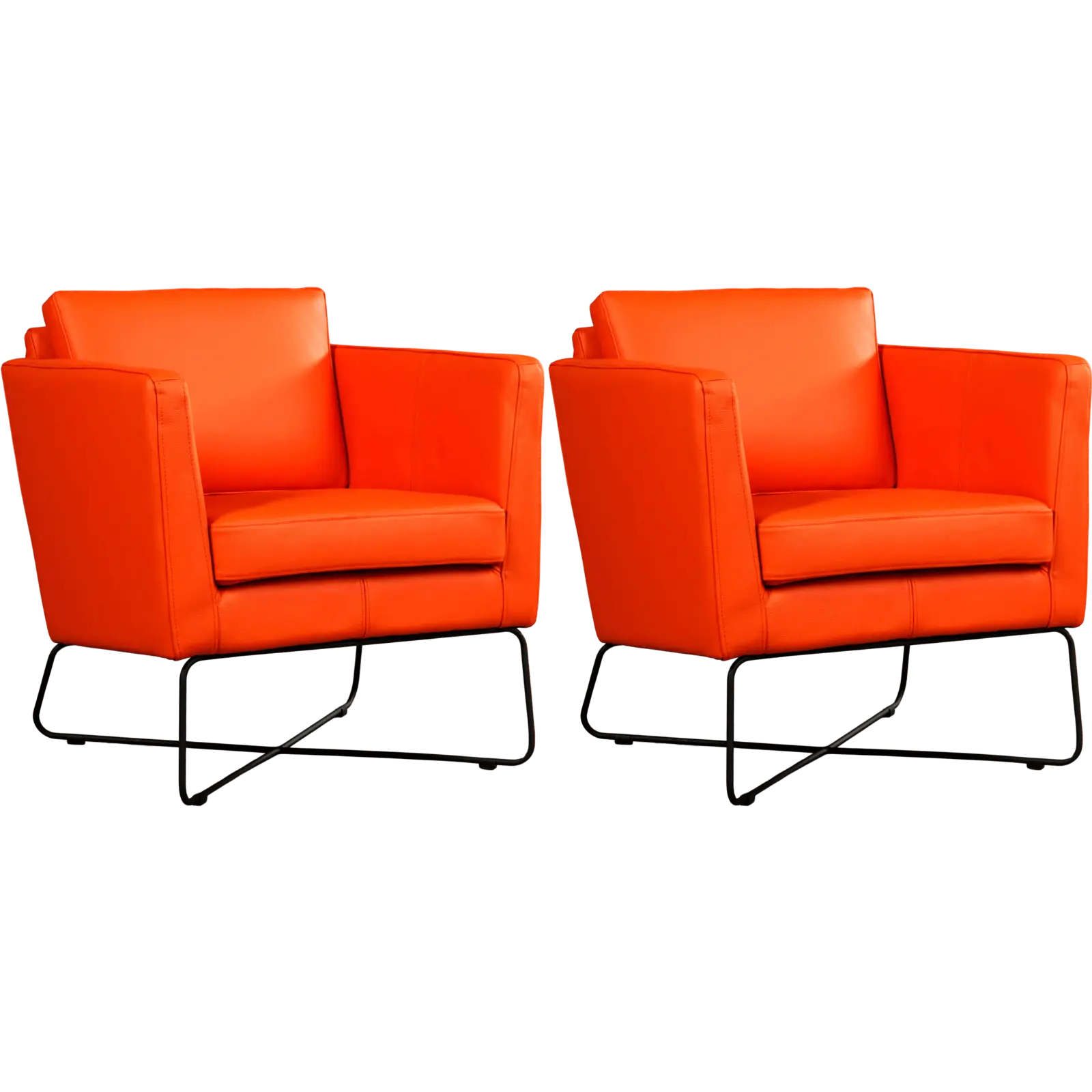 afbeelding van Set van 2 Leren fauteuils Crossover - Toledo Orange (oranje)