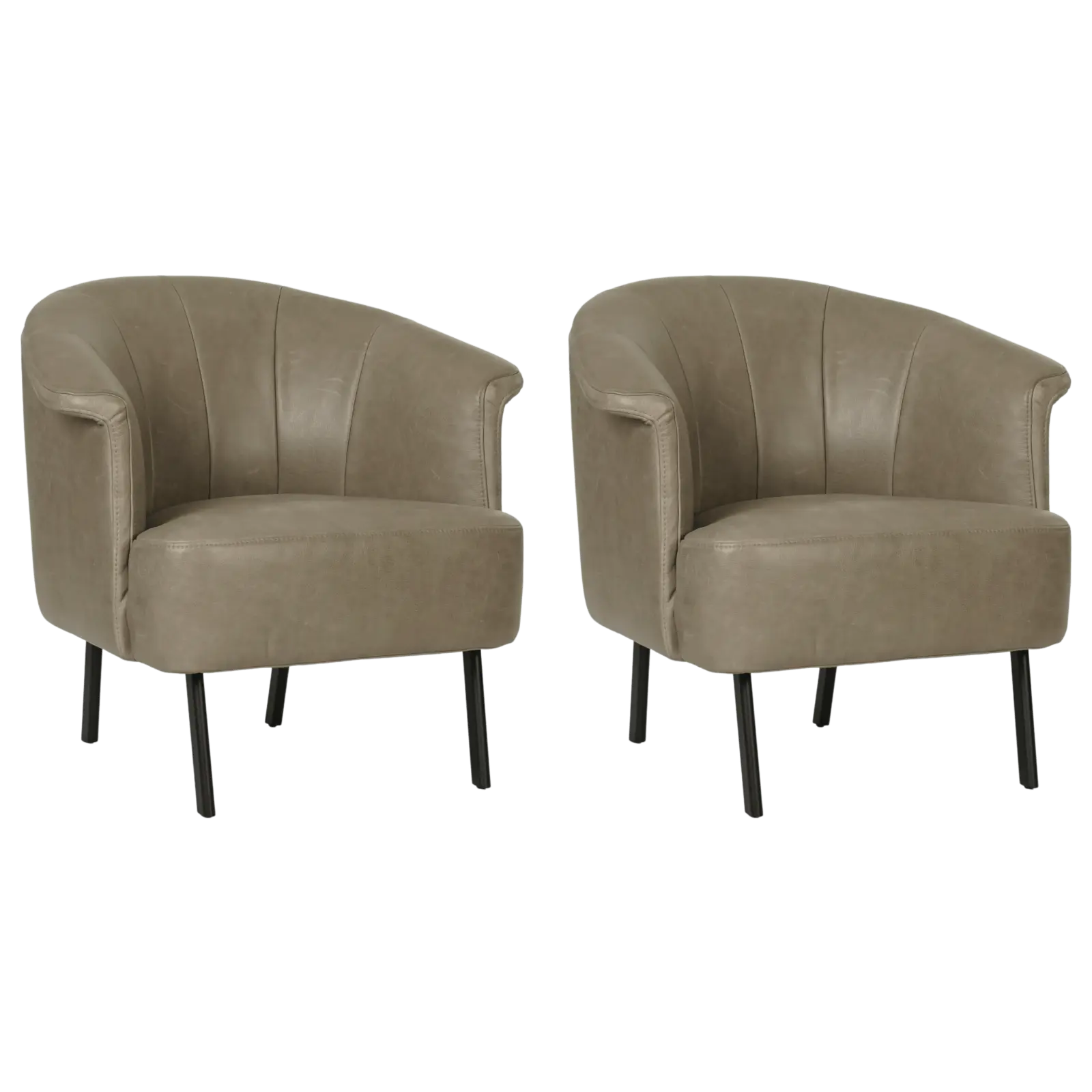 afbeelding van Set van 2 Leren fauteuils Embrace - Vintage Stone (grijs)