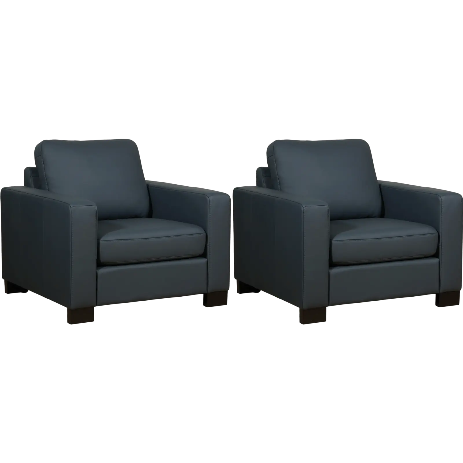 afbeelding van Set van 2 Leren fauteuils Energy - Toledo Marine (blauw) - Poten hout bruin