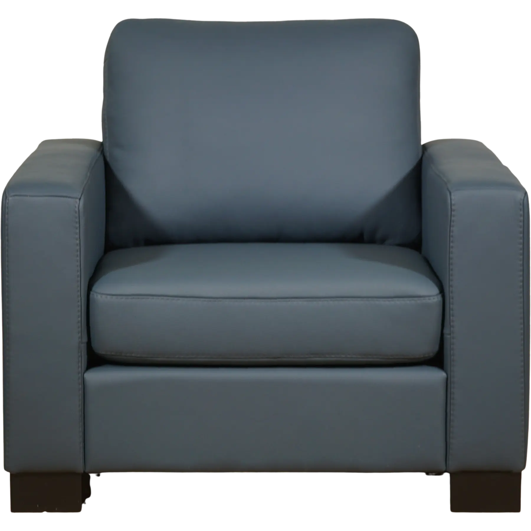 afbeelding van Set van 2 Leren fauteuils Energy - Toledo Marine (blauw) - Poten hout bruin