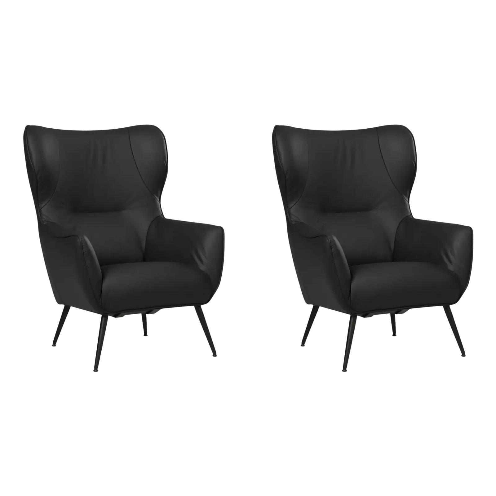 afbeelding van Set van 2 Leren fauteuils Flair - Toledo Nero (zwart)