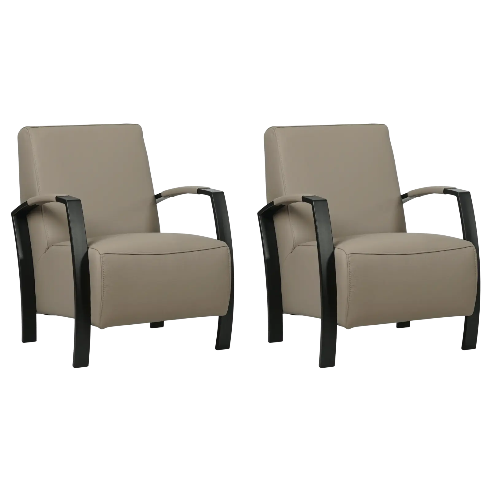 afbeelding van Set van 2 Leren fauteuils Glory - Toledo Khaki (taupe/bruin)