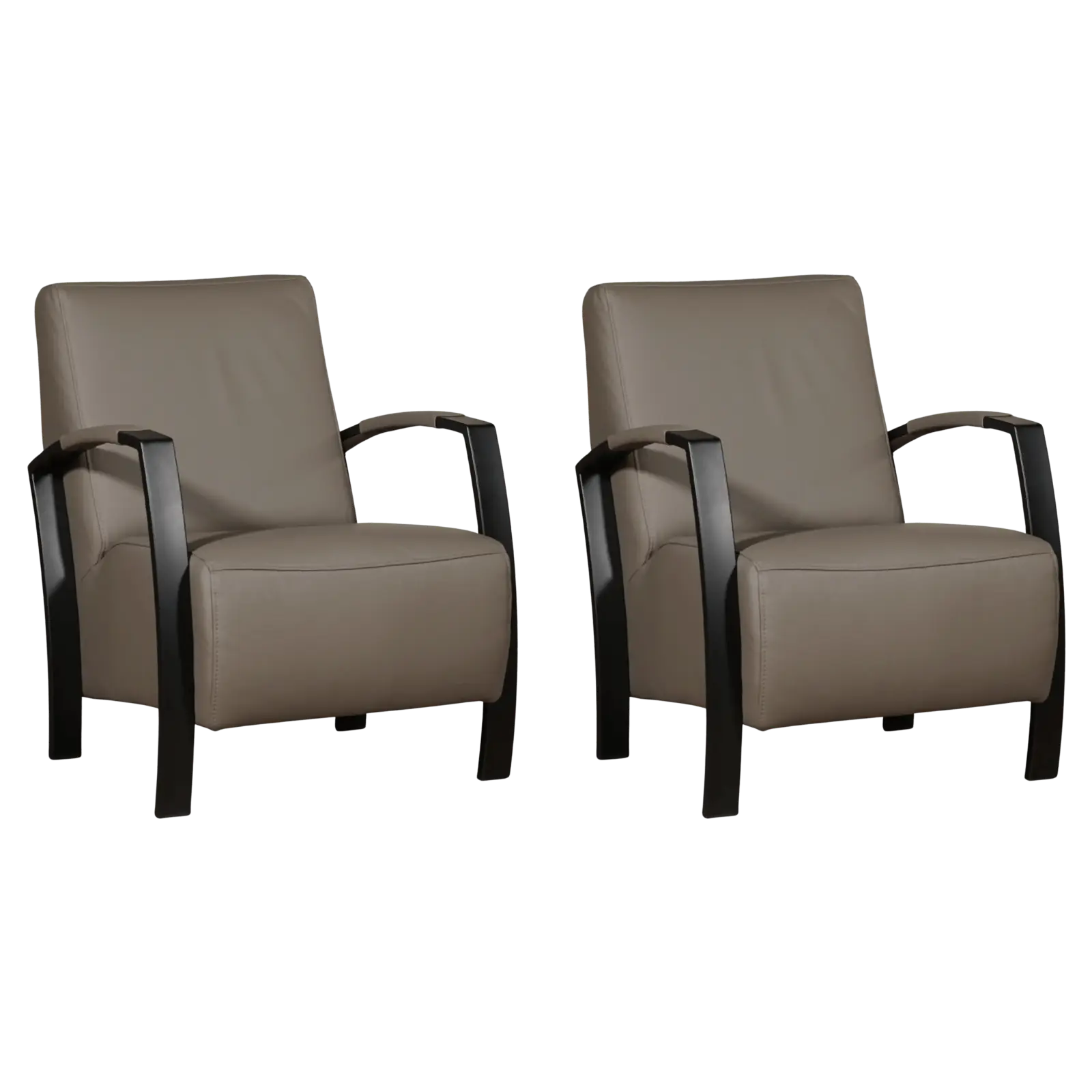 afbeelding van Set van 2 Leren fauteuils Glory - Toledo Smog (grijs)