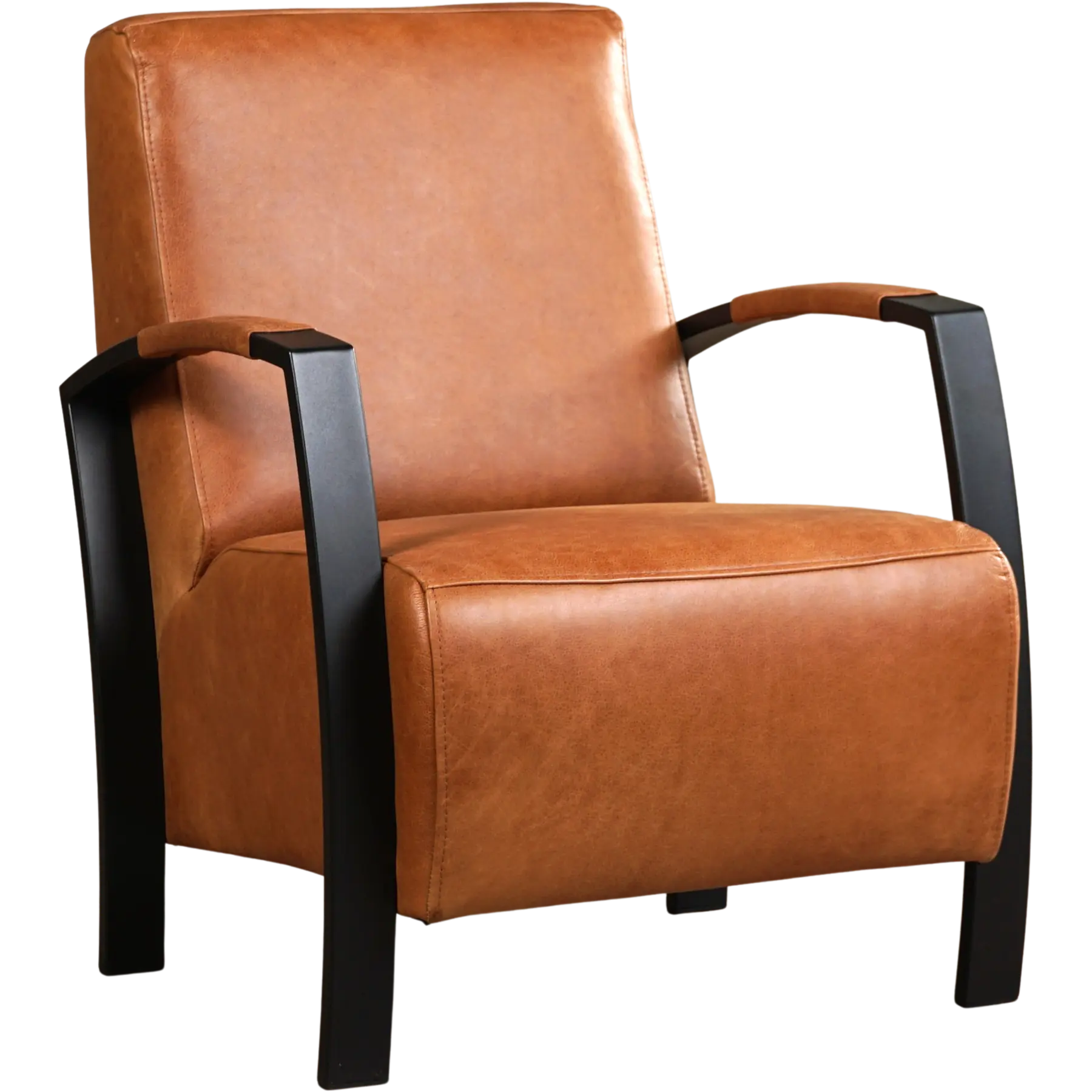 afbeelding van Set van 2 Leren fauteuils Glory - Vintage Cognac (cognac)