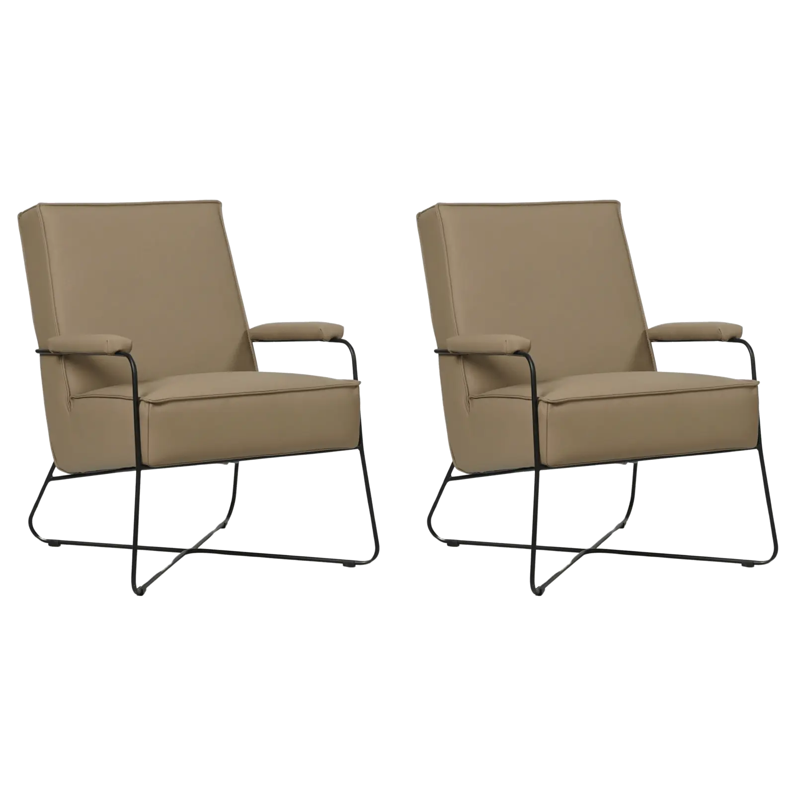afbeelding van Set van 2 Leren fauteuils Hope - Hermes Mocca (taupe/bruin)