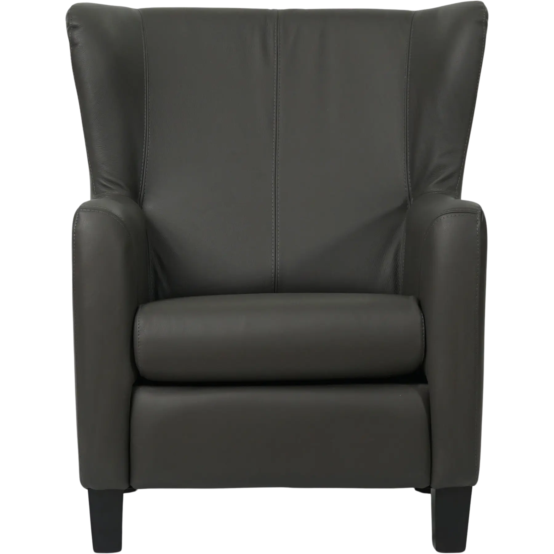 afbeelding van Set van 2 Leren fauteuils Hug - Hermes Antracite (donkergrijs) - Poten hout zwart