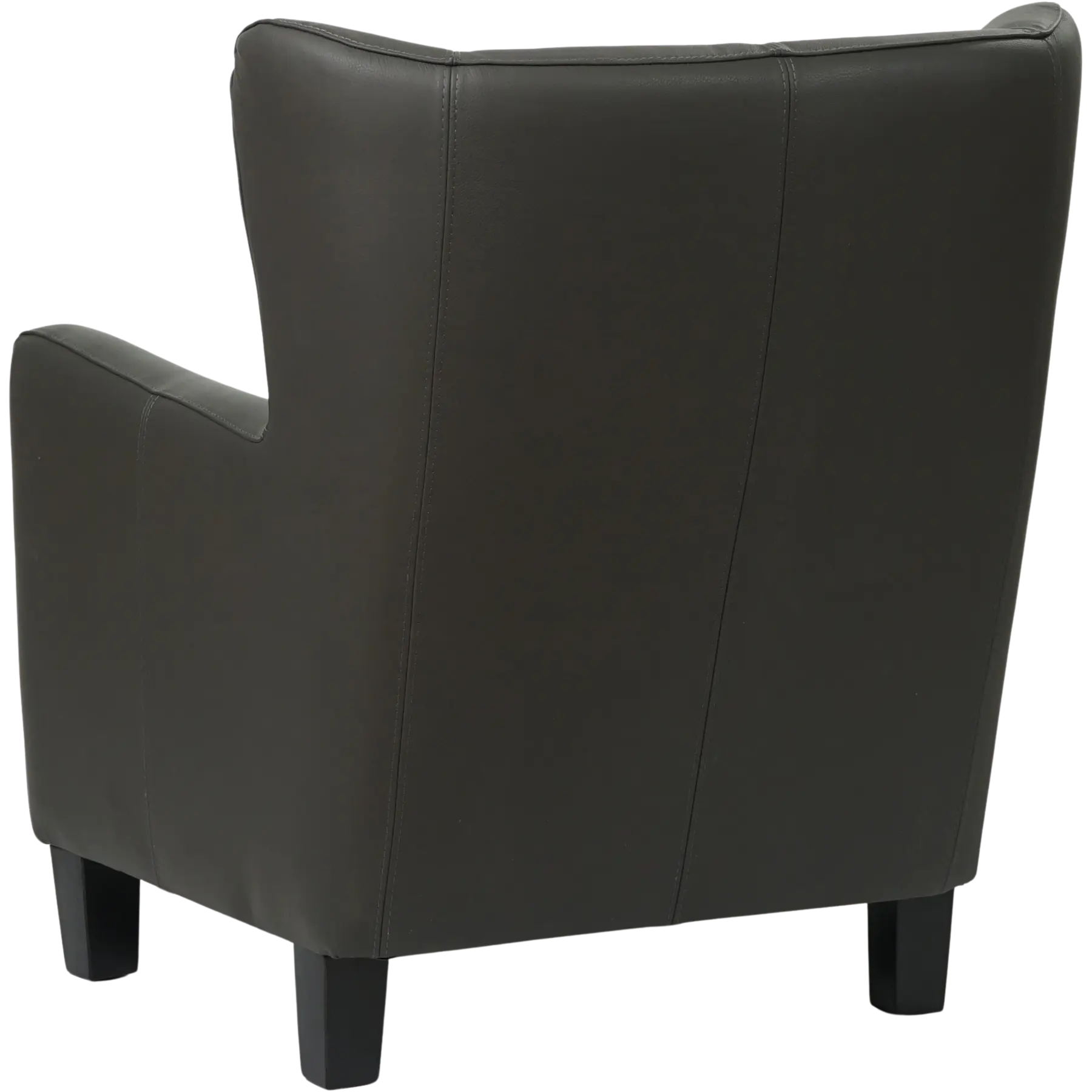 afbeelding van Set van 2 Leren fauteuils Hug - Hermes Antracite (donkergrijs) - Poten hout zwart