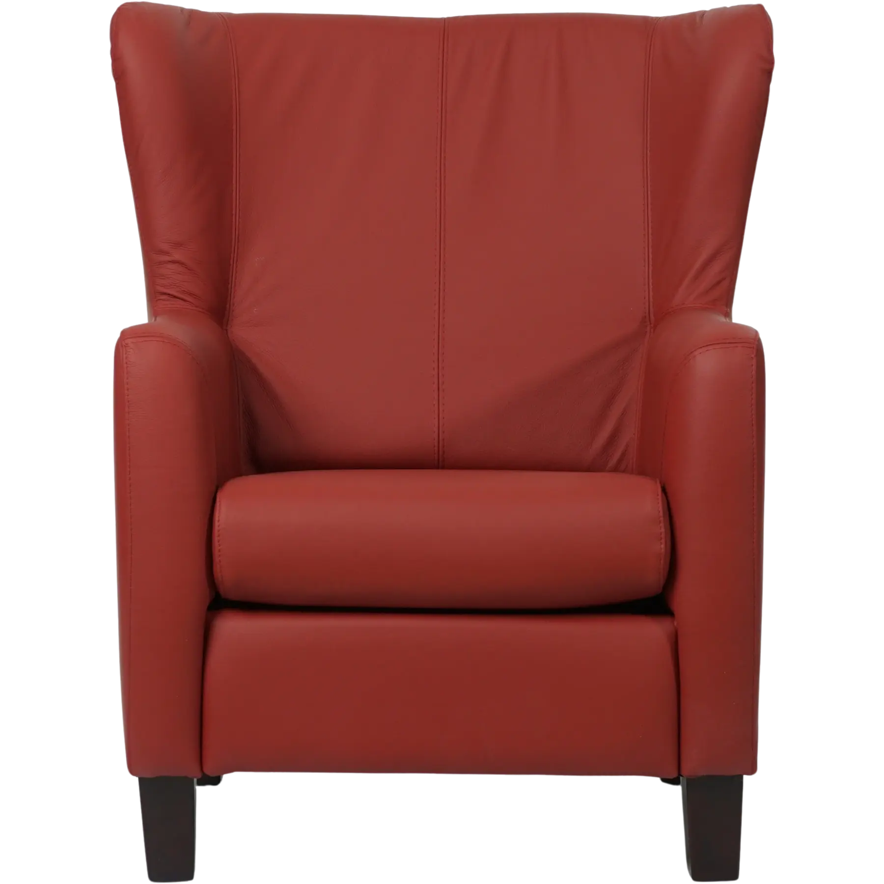 afbeelding van Set van 2 Leren fauteuils Hug - Hermes Red (rood) - Poten hout zwart