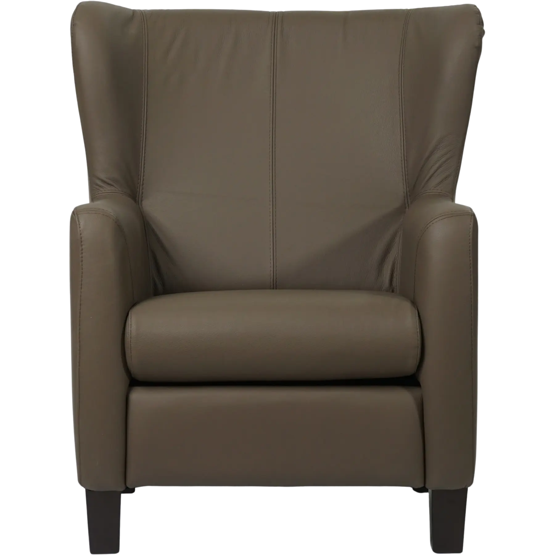 afbeelding van Set van 2 Leren fauteuils Hug - Toledo Moss (bruin/groen) - Poten hout zwart