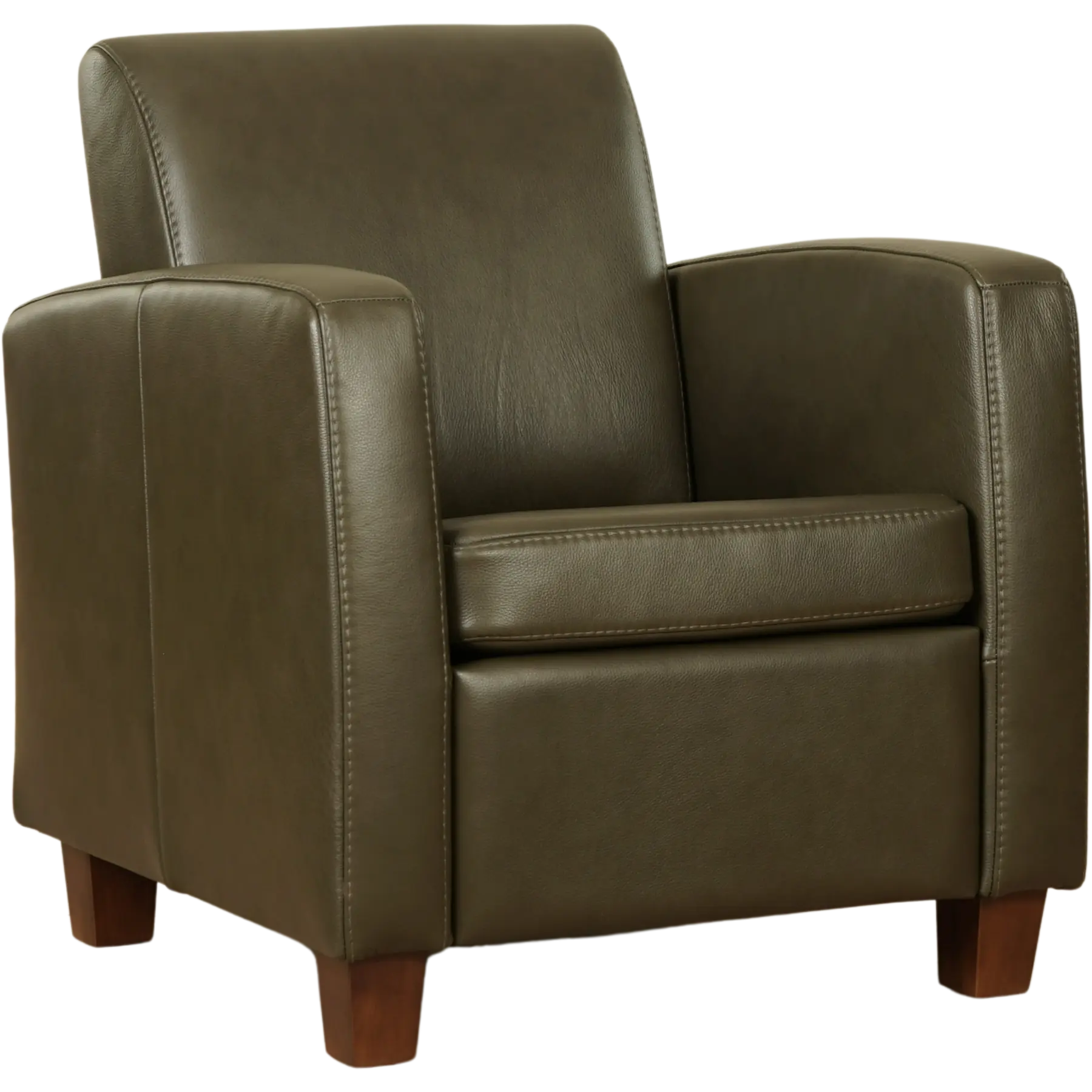 afbeelding van Set van 2 Leren fauteuils Joy - Elegance Green (donkergroen) - Poten hout bruin