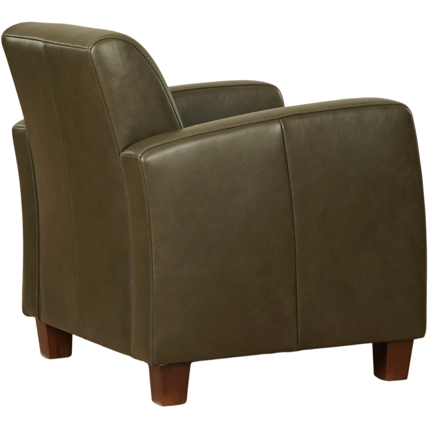 afbeelding van Set van 2 Leren fauteuils Joy - Elegance Green (donkergroen) - Poten hout bruin