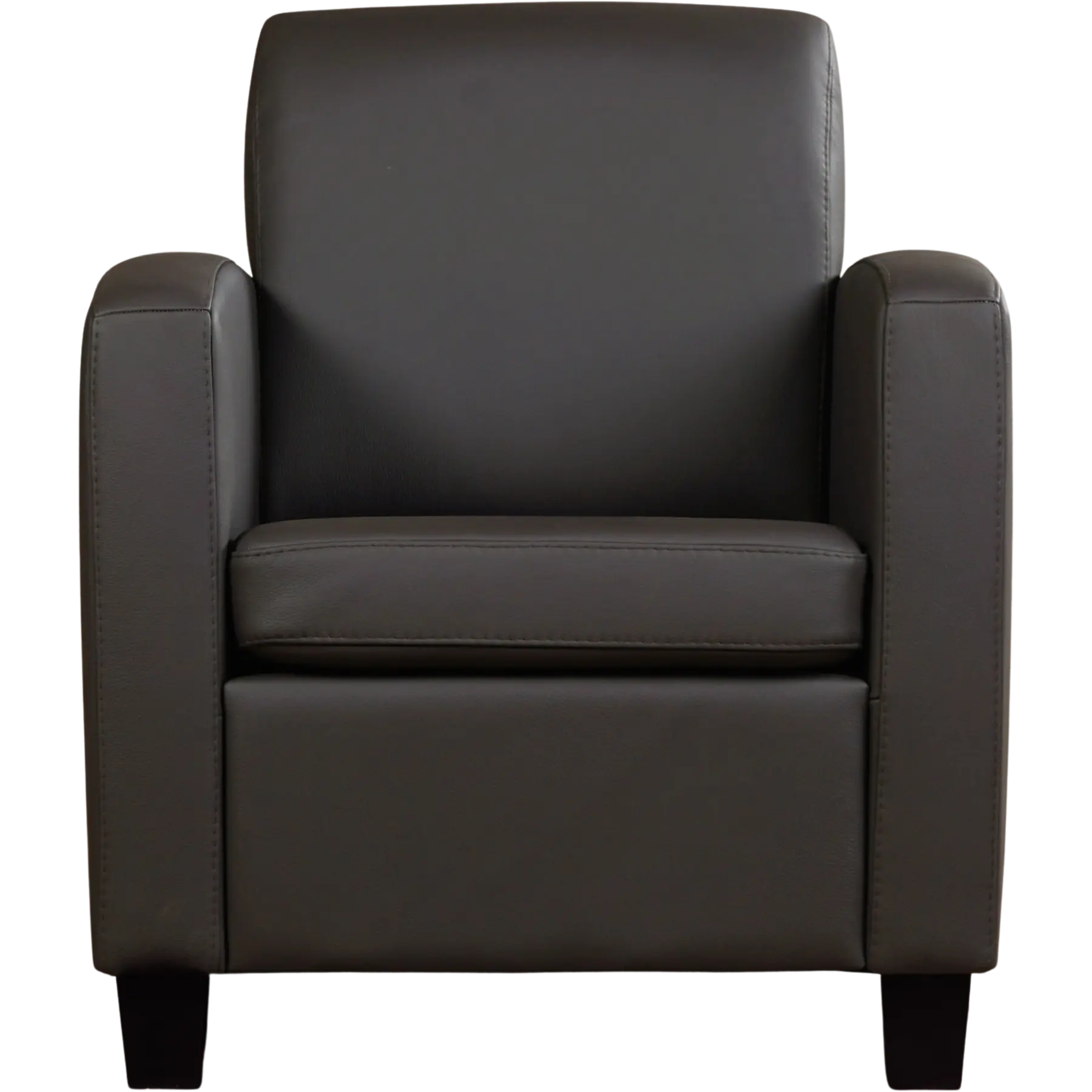 afbeelding van Set van 2 Leren fauteuils Joy - Hermes Caffe (donkerbruin) - Poten hout zwart