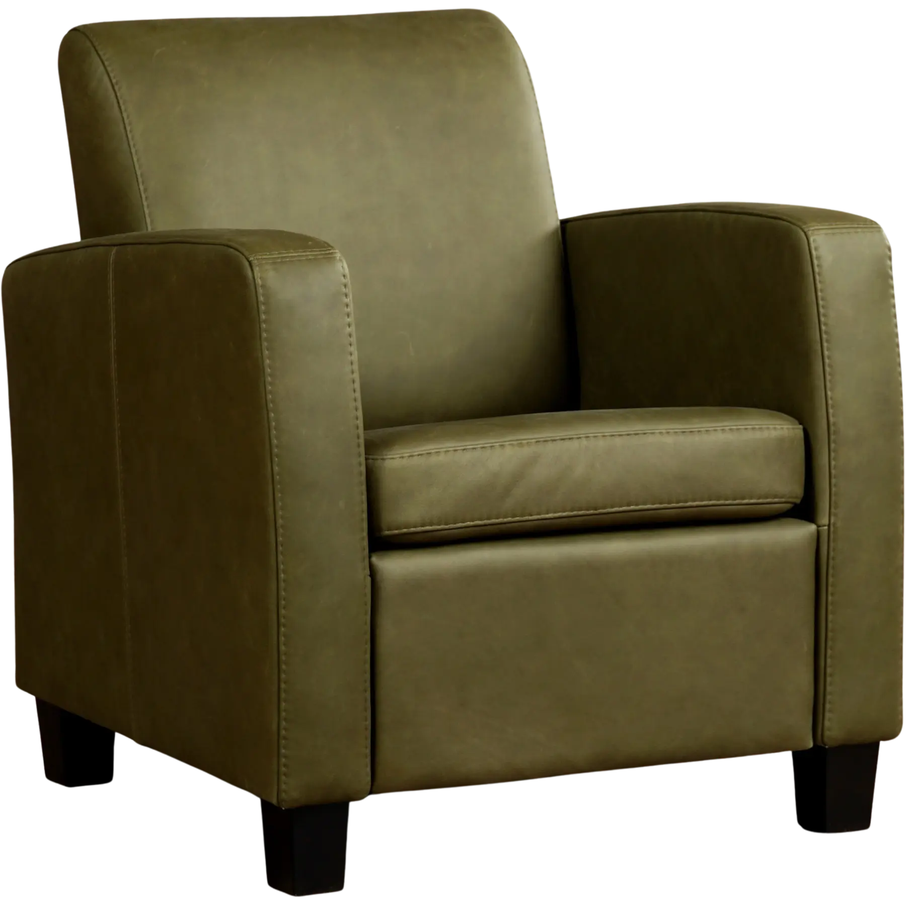 afbeelding van Set van 2 Leren fauteuils Joy - Rancho Green (olijf/groen) - Poten hout zwart