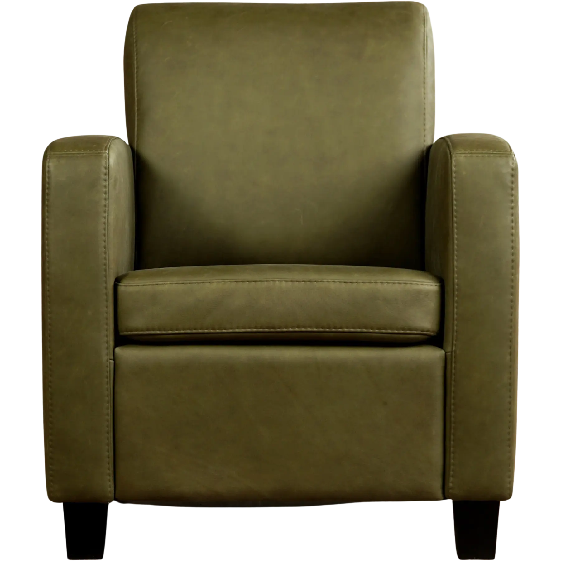 afbeelding van Set van 2 Leren fauteuils Joy - Rancho Green (olijf/groen) - Poten hout zwart