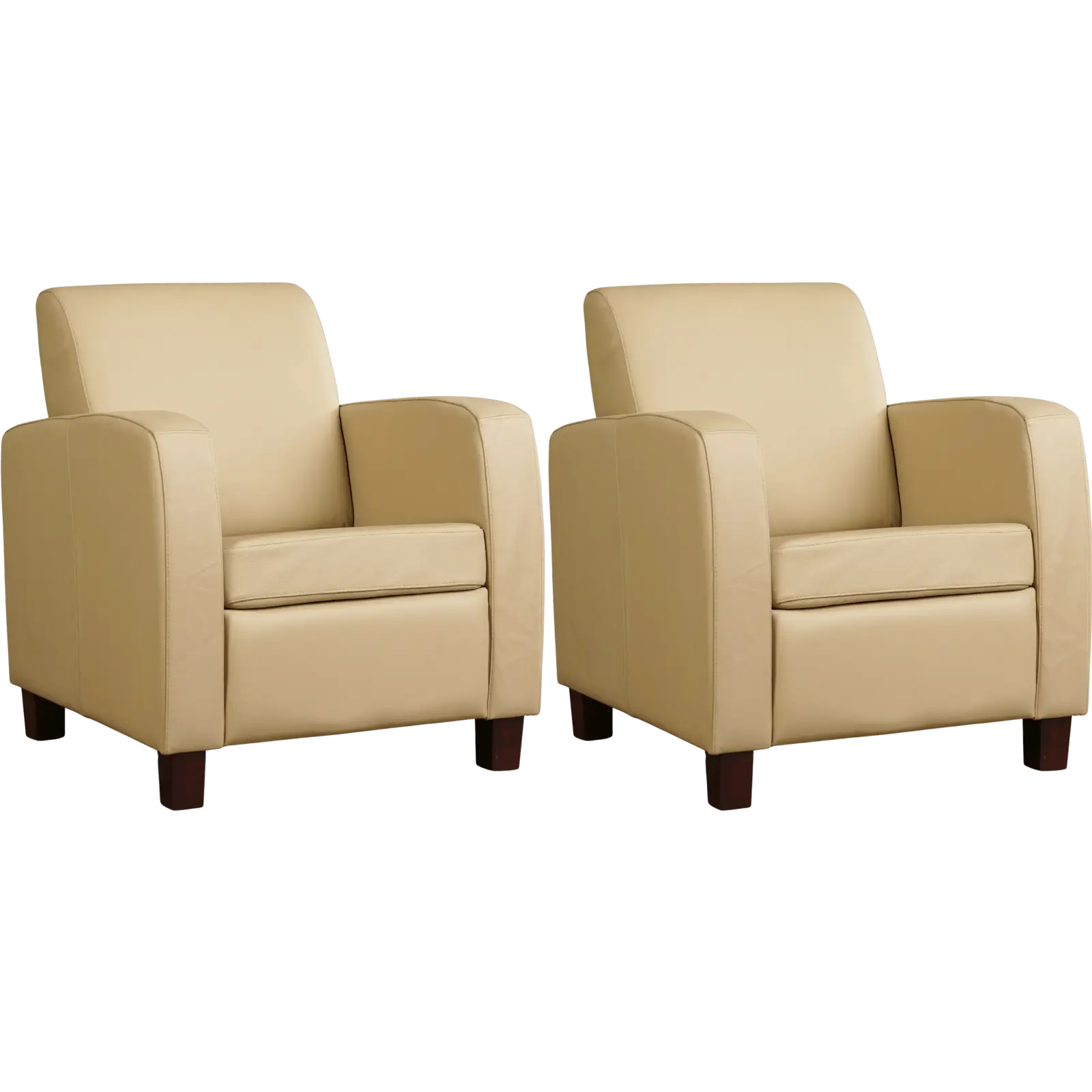 afbeelding van Set van 2 Leren fauteuils Joy - Toledo Kalahari (bruin) - Poten hout bruin