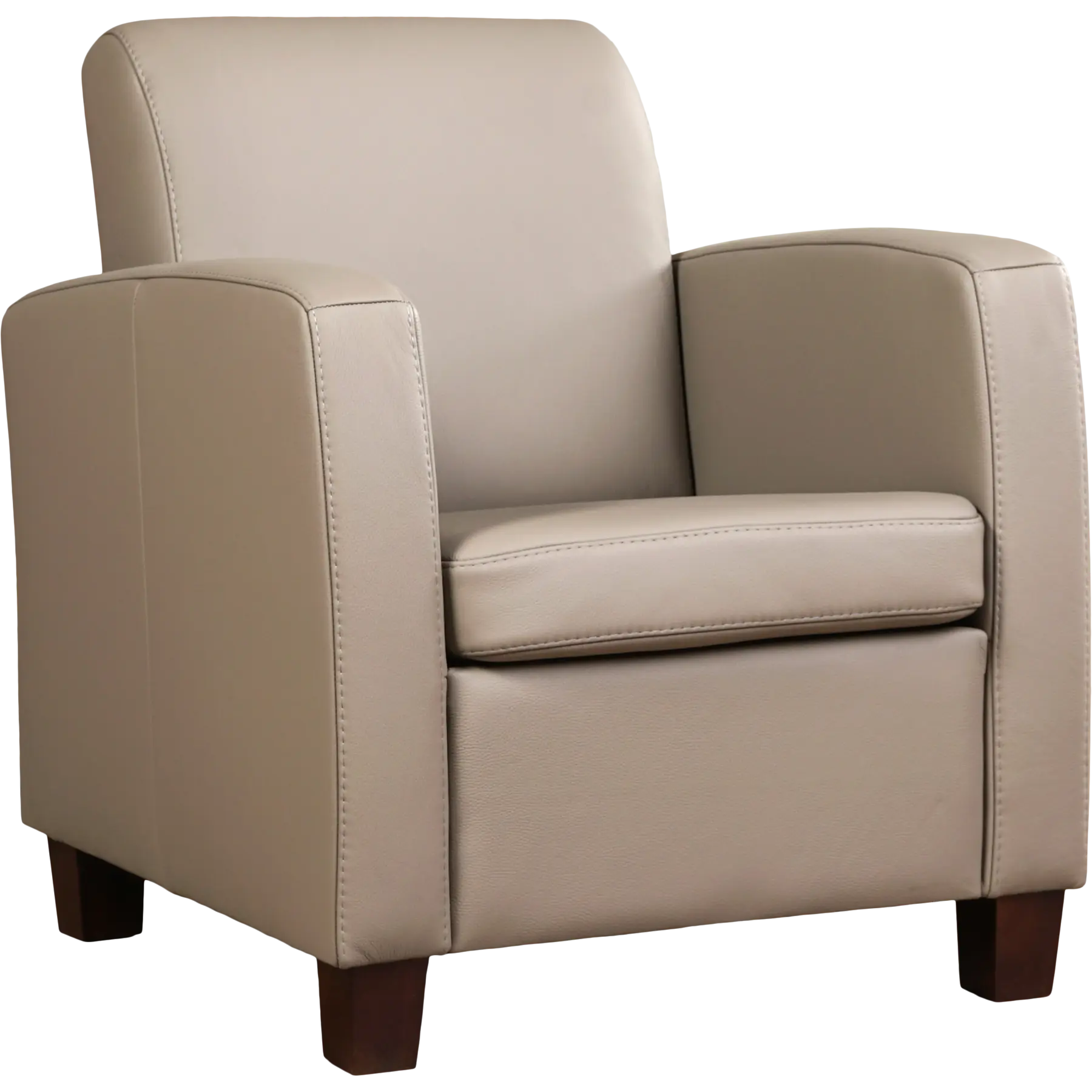 afbeelding van Set van 2 Leren fauteuils Joy - Toledo Khaki (taupe/bruin) - Poten hout bruin