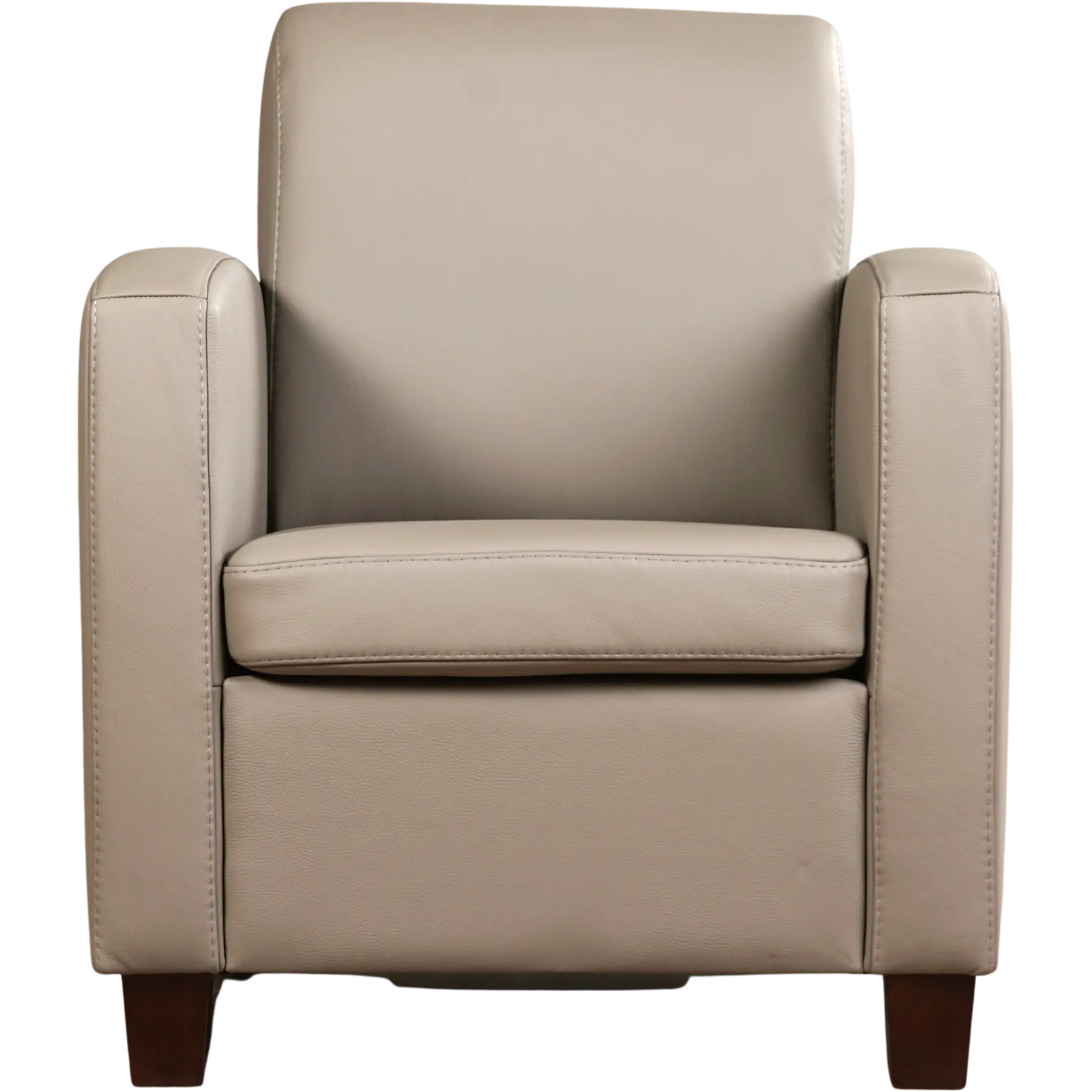 afbeelding van Set van 2 Leren fauteuils Joy - Toledo Khaki (taupe/bruin) - Poten hout bruin