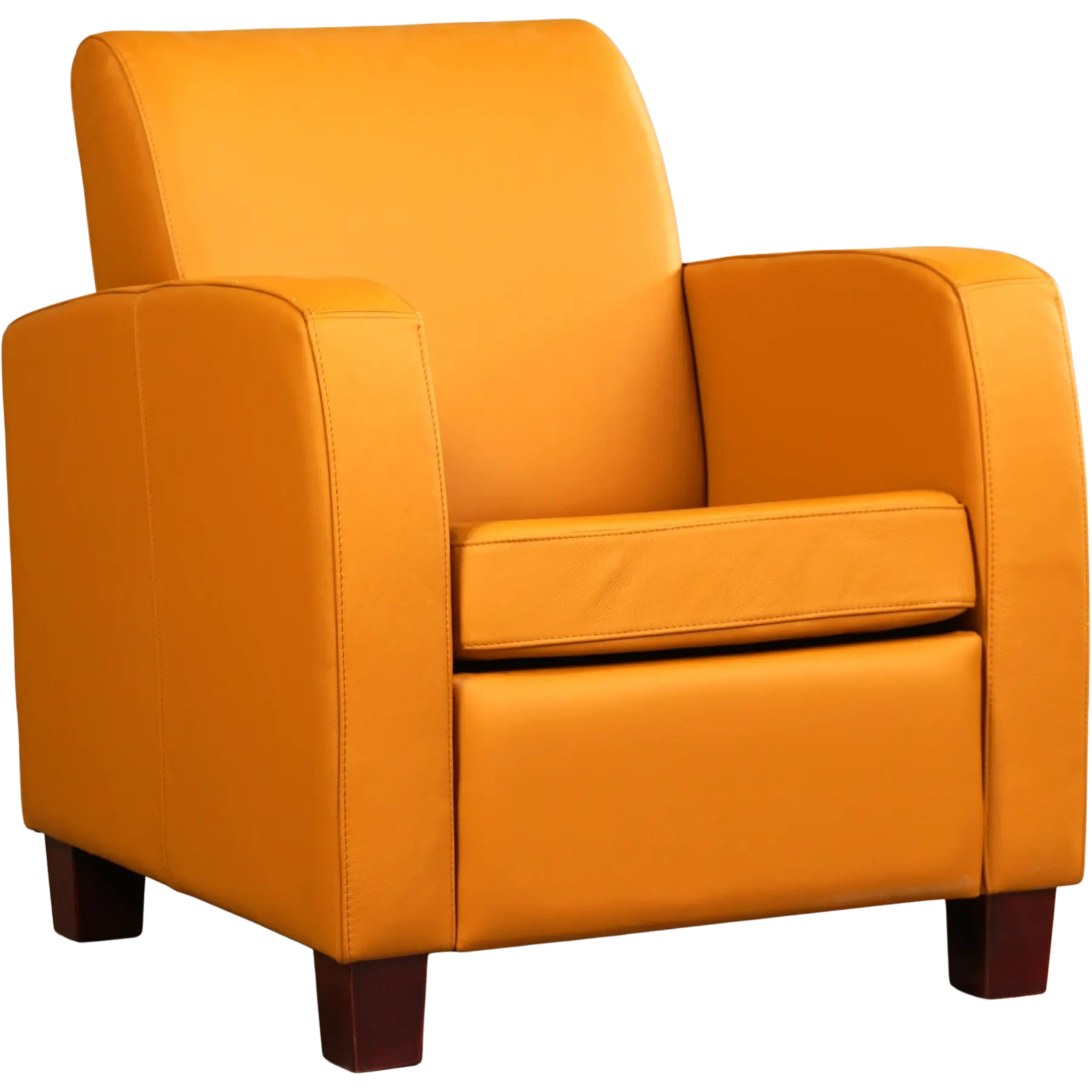 afbeelding van Set van 2 Leren fauteuils Joy - Toledo Leem (geel/bruin) - Poten hout zwart