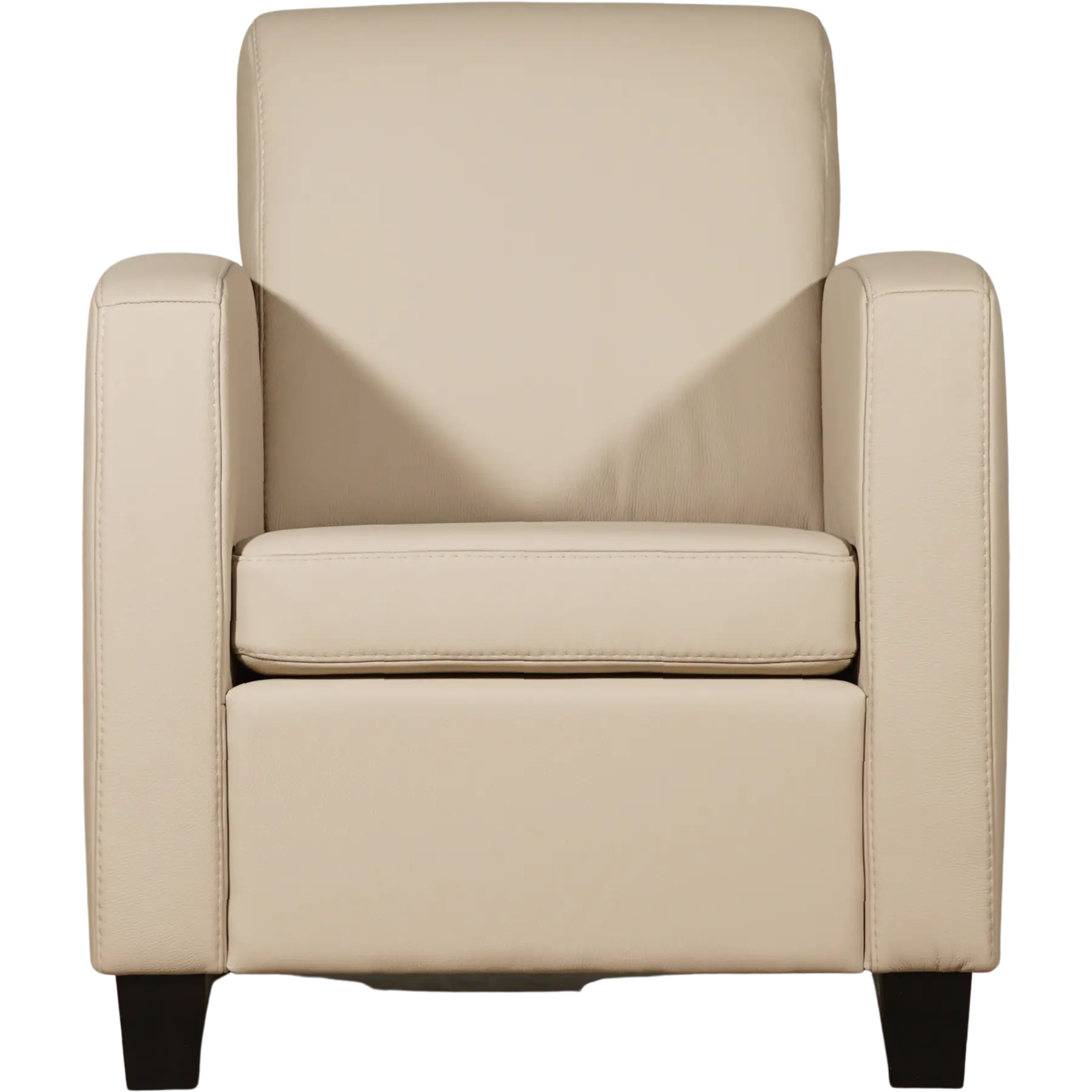 afbeelding van Set van 2 Leren fauteuils Joy - Toledo Mastic (taupe/bruin) - Poten hout bruin