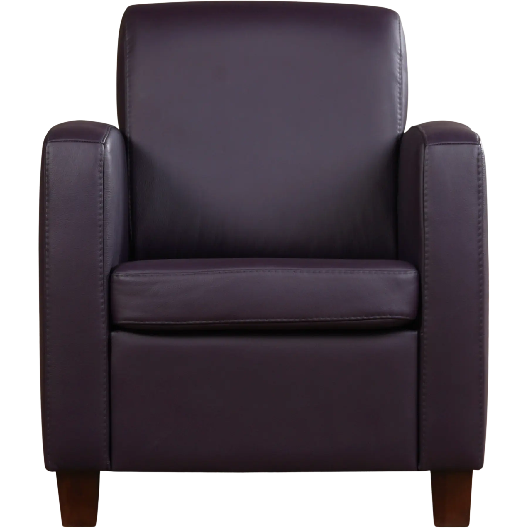 afbeelding van Set van 2 Leren fauteuils Joy - Toledo Merlin (donkerpaars) - Poten hout zwart