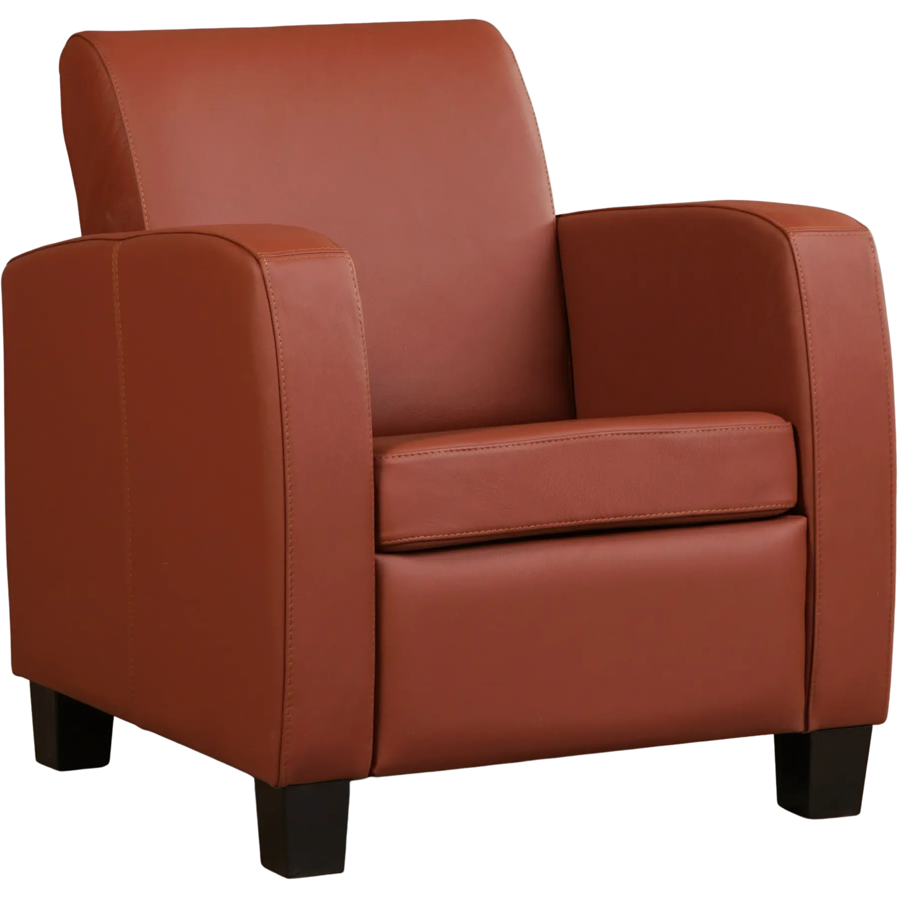 afbeelding van Set van 2 Leren fauteuils Joy - Toledo Terra (donkercognac) - Poten hout bruin