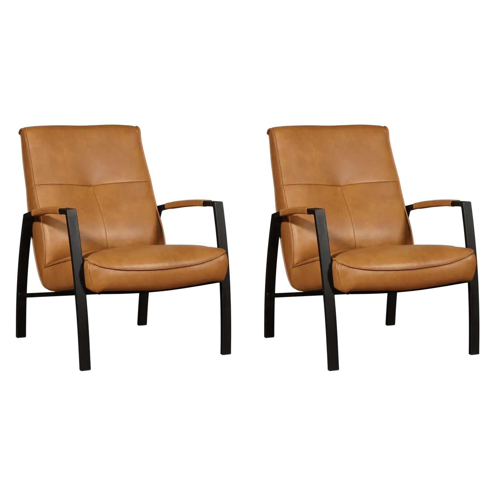 afbeelding van Set van 2 Leren fauteuils Level - Granada Sahara (cognac)