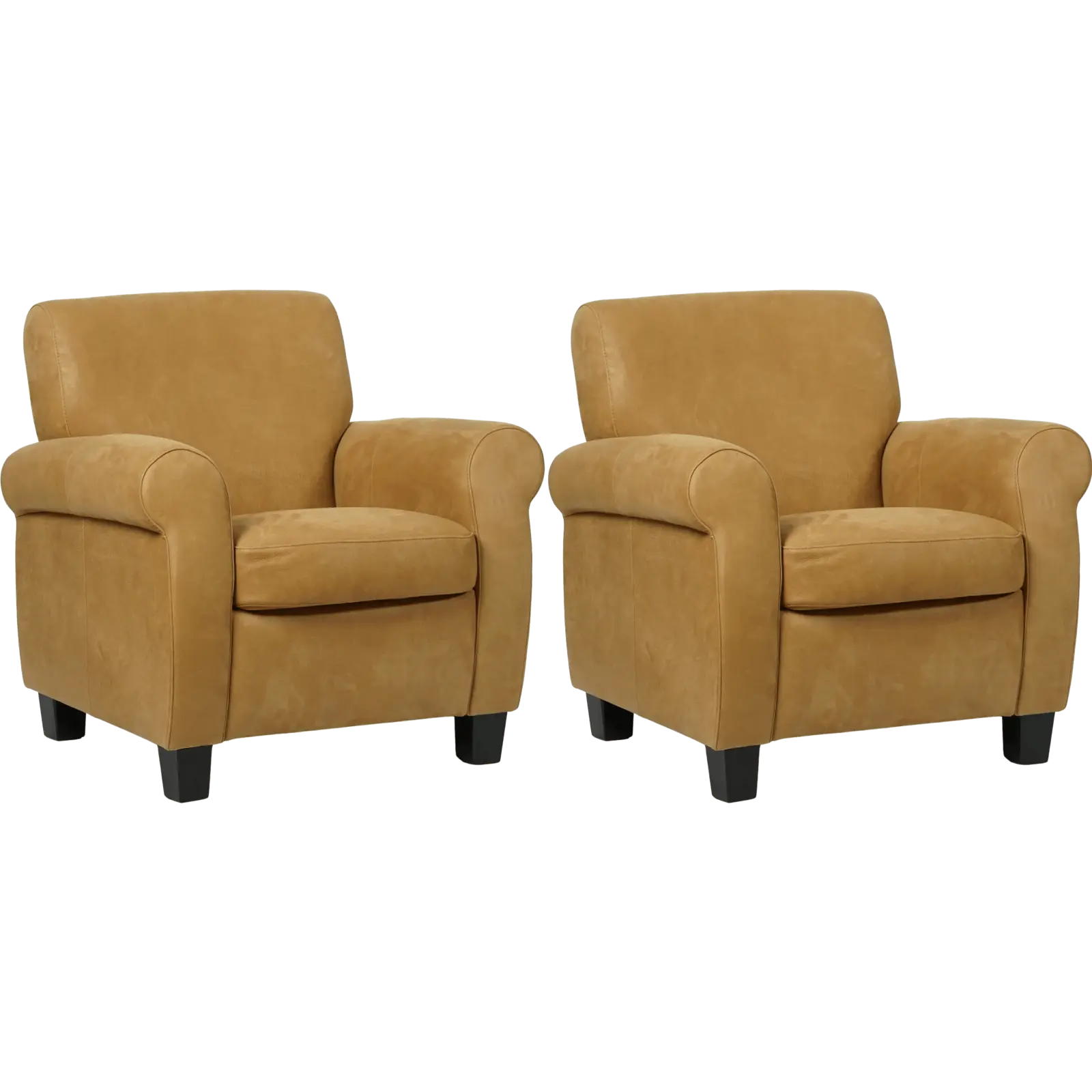 afbeelding van Set van 2 Leren fauteuils Perfection - Kenia Walnut (cognac) - Poten hout zwart