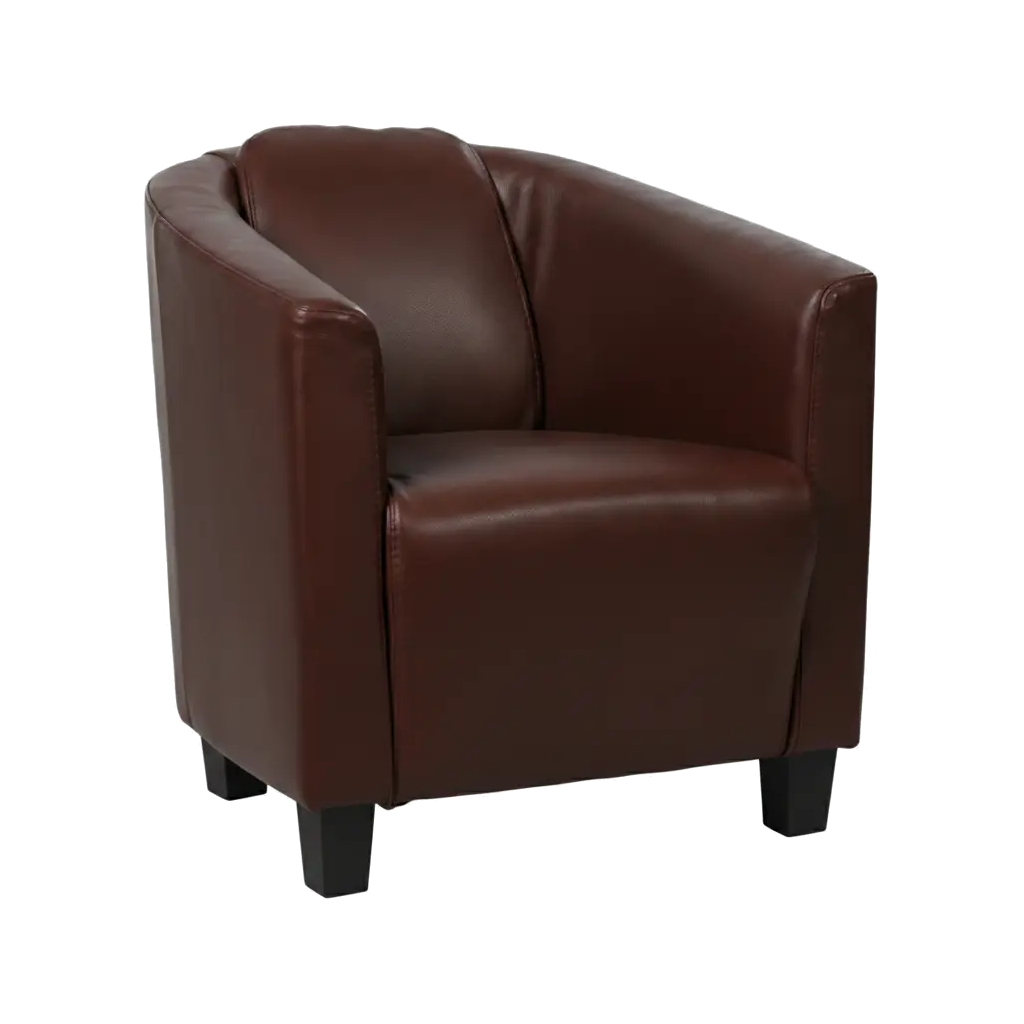 afbeelding van Set van 2 Leren fauteuils Press - Granada Cognac (donkercognac) - Poten hout zwart