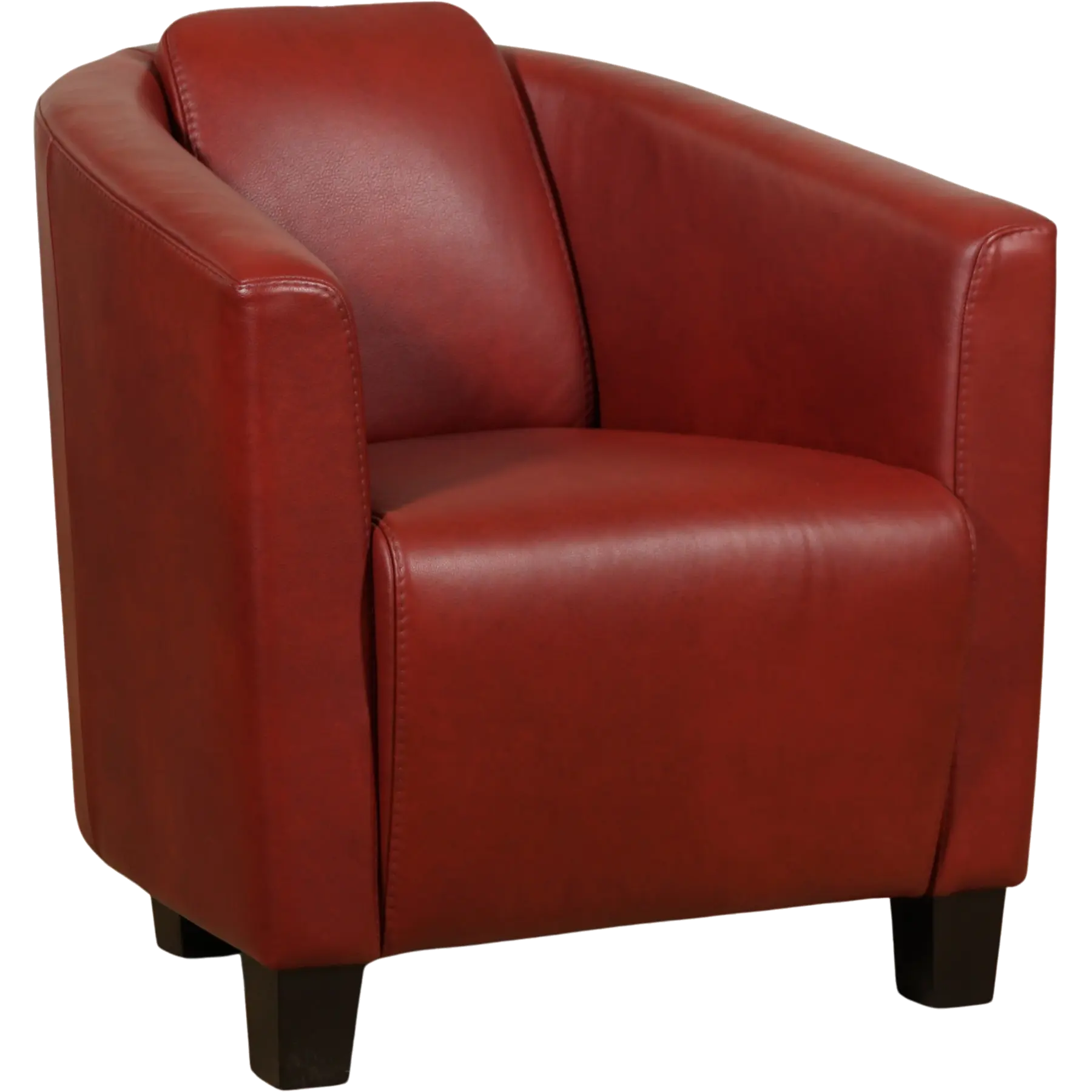 afbeelding van Set van 2 Leren fauteuils Press - Granada Rouge (rood) - Poten hout bruin