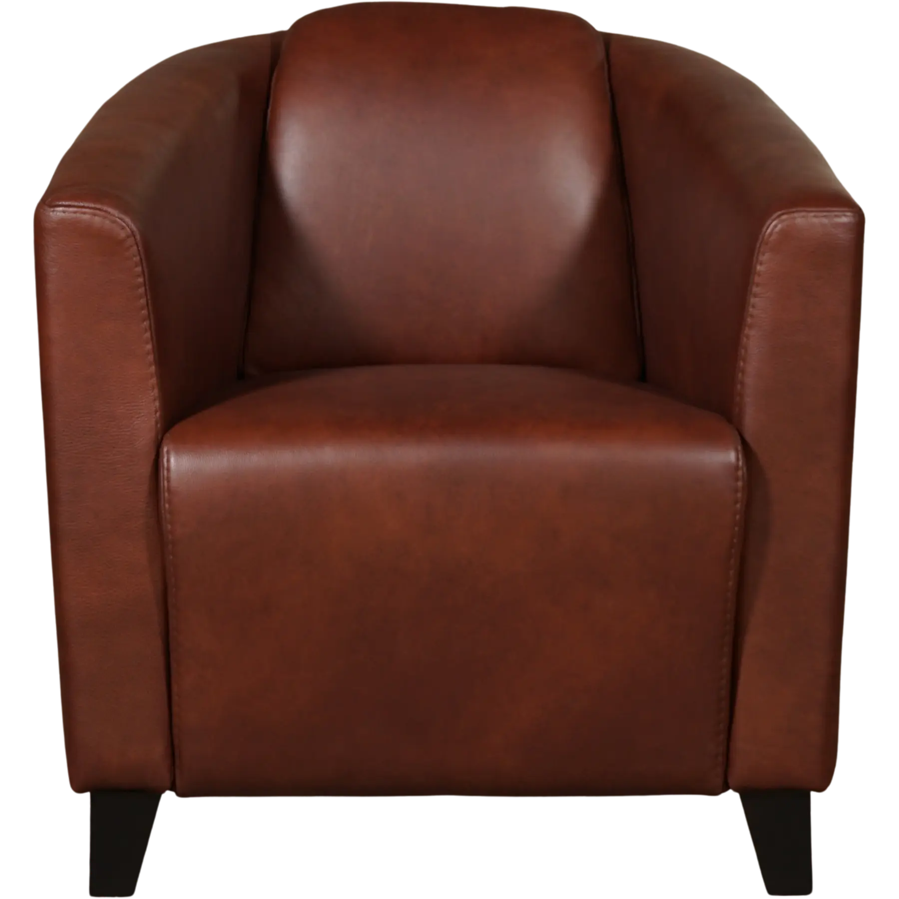 afbeelding van Set van 2 Leren fauteuils Press - Granada Savannah (cognac) - Poten hout zwart