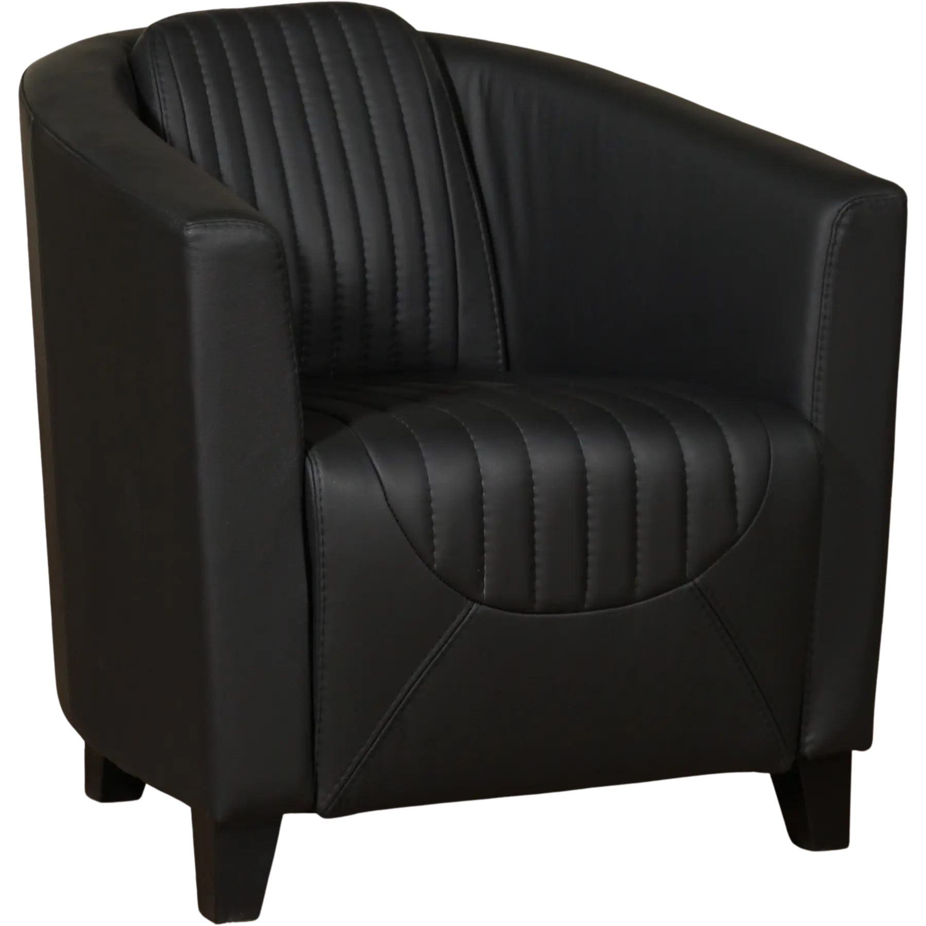 afbeelding van Set van 2 Leren fauteuils Press Special - Toledo Nero (zwart) - Poten hout zwart