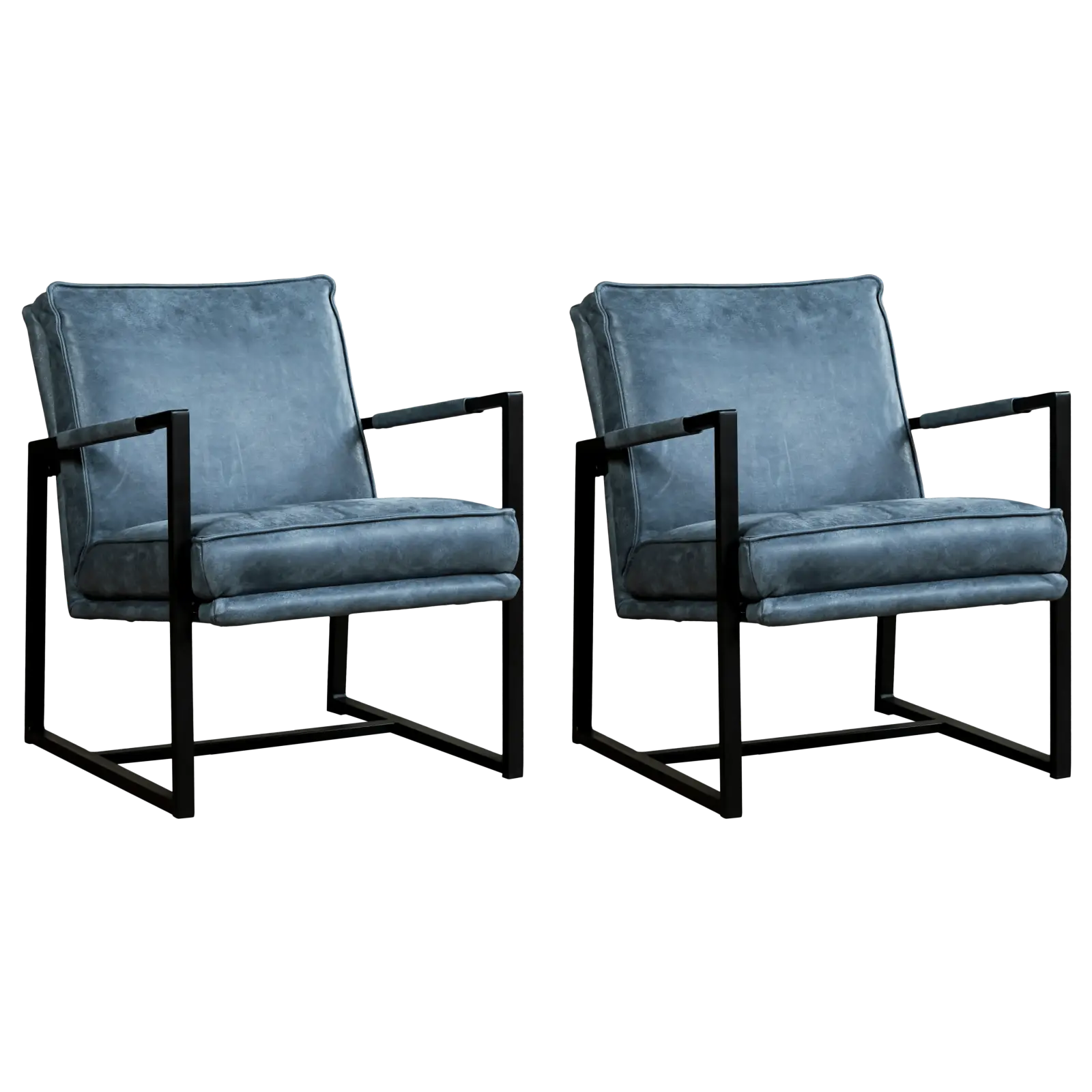 afbeelding van Set van 2 Leren fauteuils Secret - Kenia Denim (blauw)