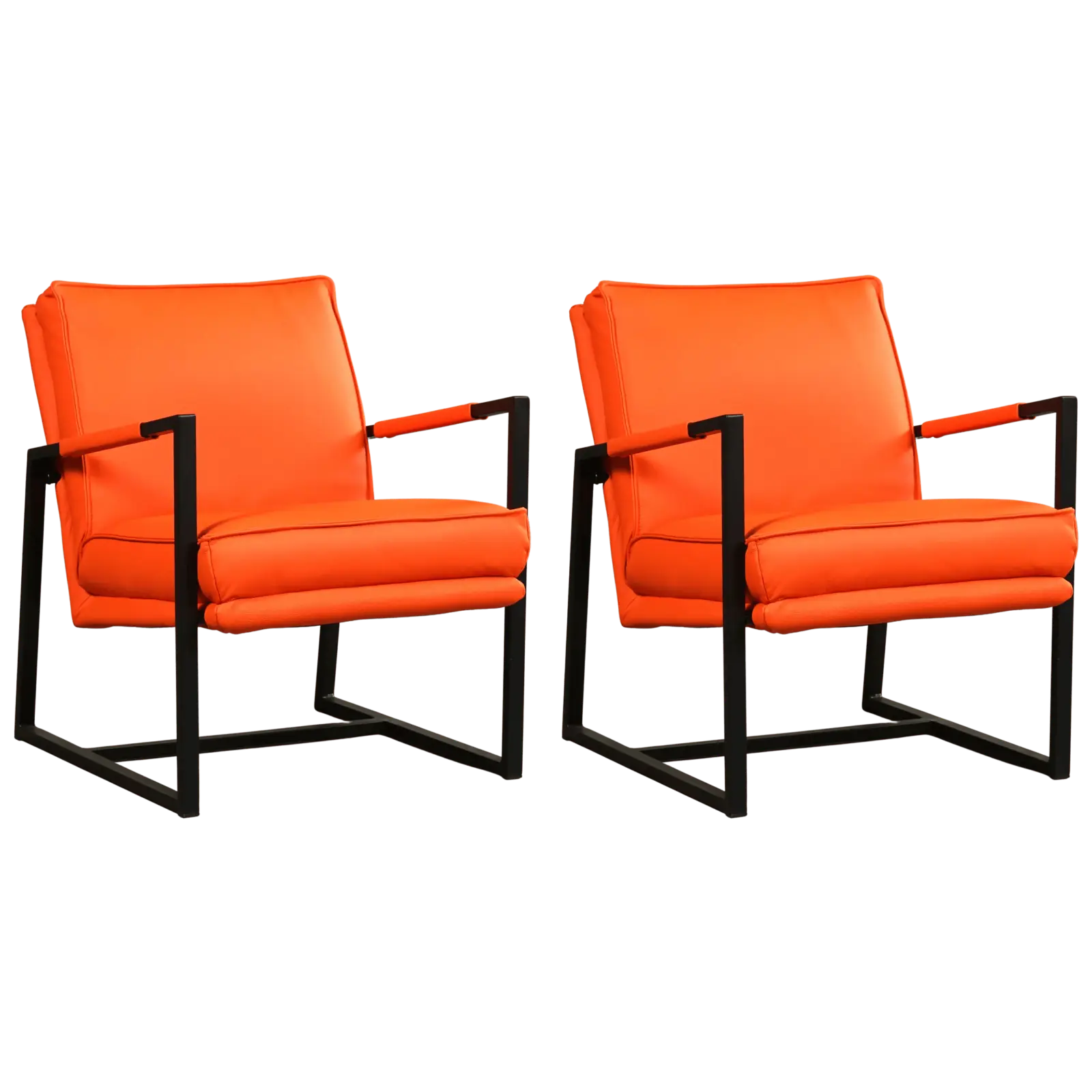 afbeelding van Set van 2 Leren fauteuils Secret - Toledo Orange (oranje)