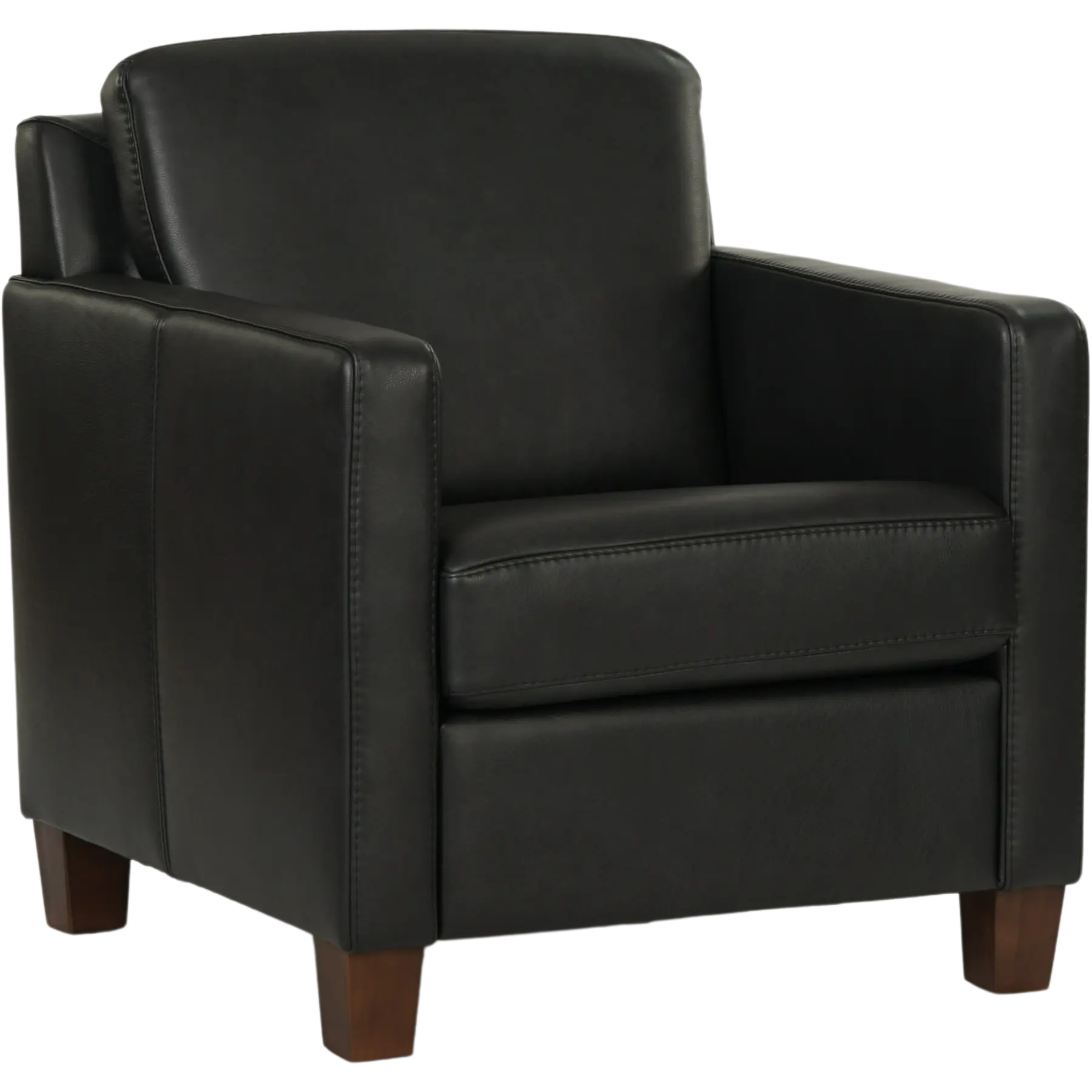 afbeelding van Set van 2 Leren fauteuils Smart - Granada Black (zwart) - Poten hout bruin