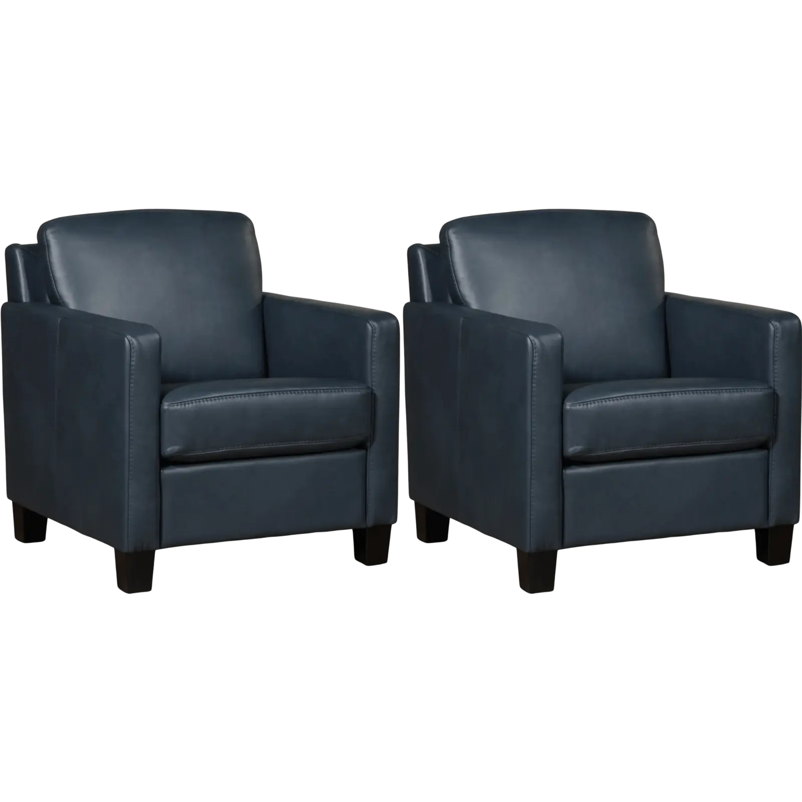 afbeelding van Set van 2 Leren fauteuils Smart - Granada Blue (blauw) - Poten hout zwart