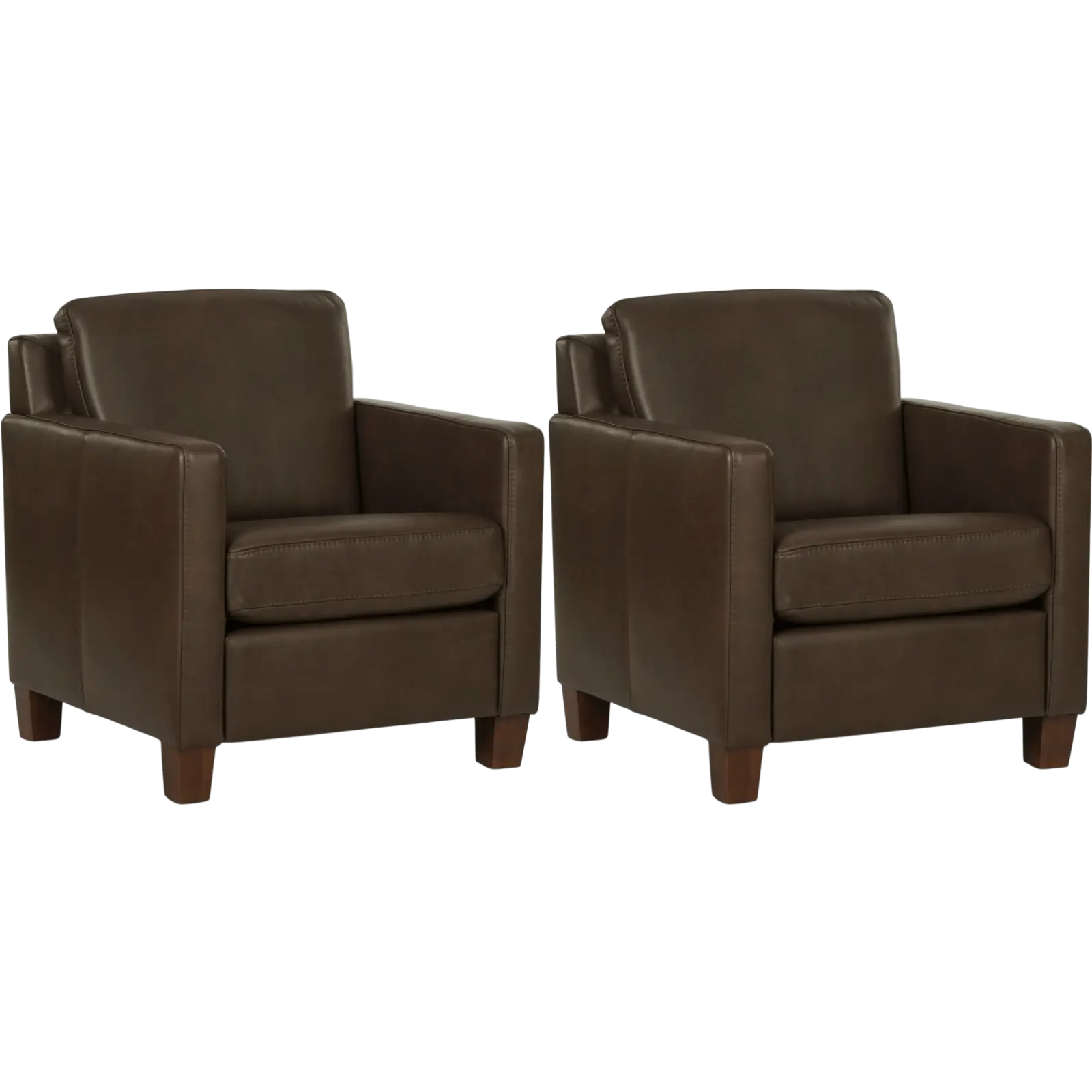 afbeelding van Set van 2 Leren fauteuils Smart - Granada Chocolate (bruin) - Poten hout bruin