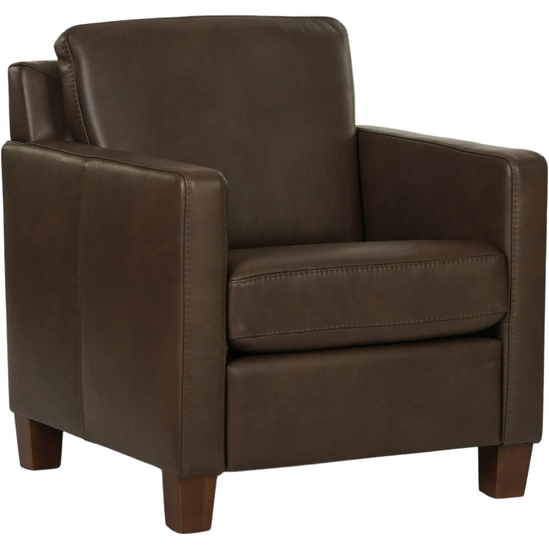 afbeelding van Set van 2 Leren fauteuils Smart - Granada Chocolate (bruin) - Poten hout bruin