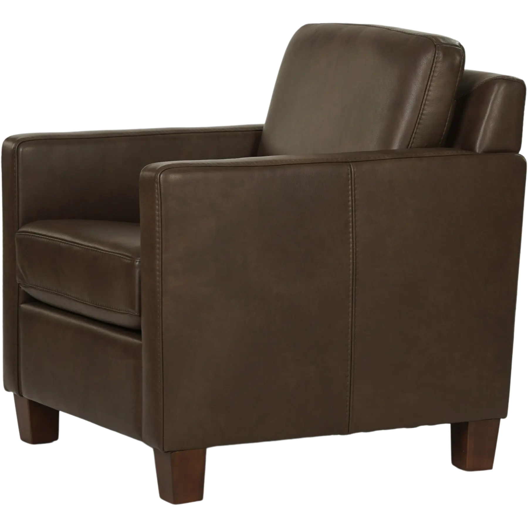 afbeelding van Set van 2 Leren fauteuils Smart - Granada Chocolate (bruin) - Poten hout bruin