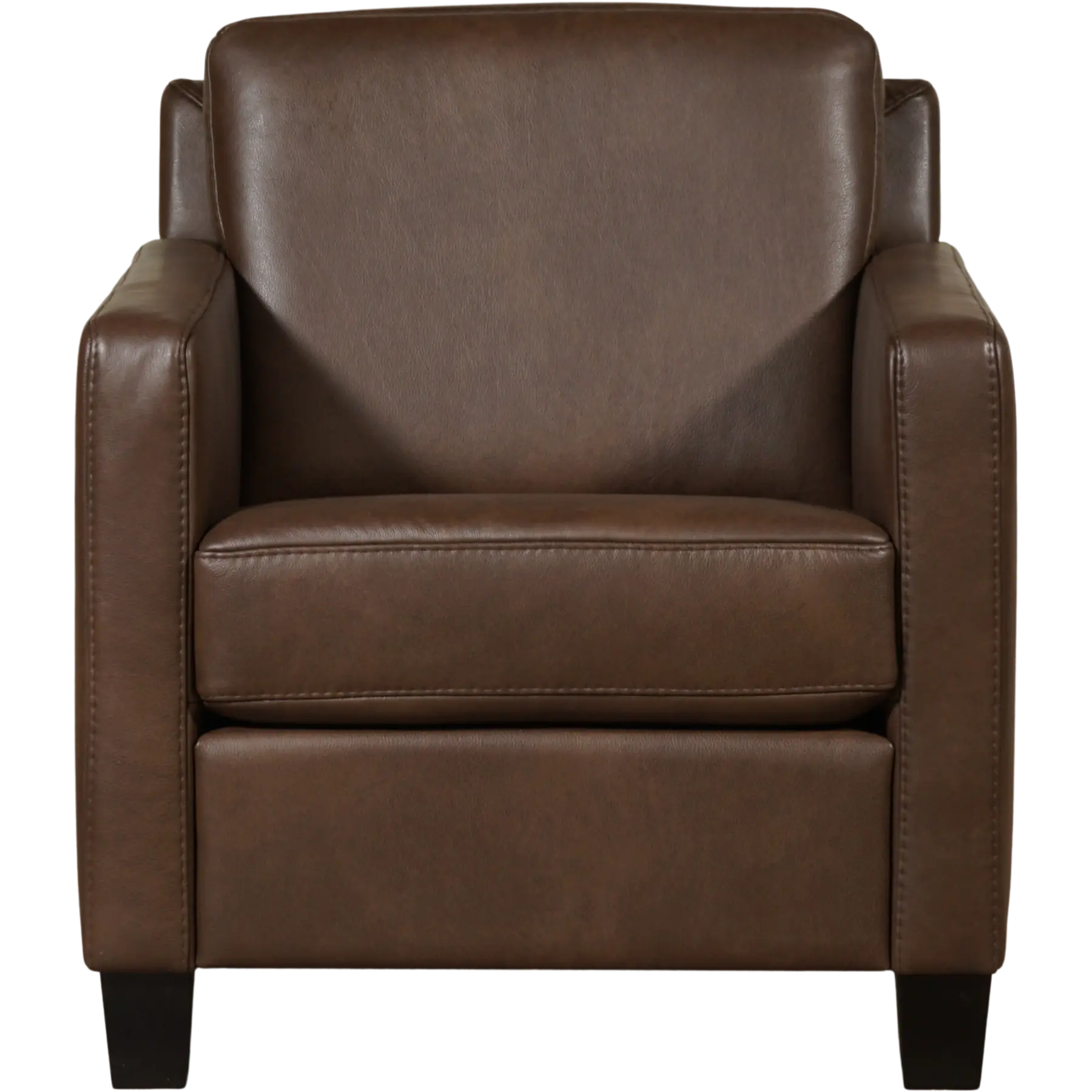 afbeelding van Set van 2 Leren fauteuils Smart - Granada Chocolate (bruin) - Poten hout zwart