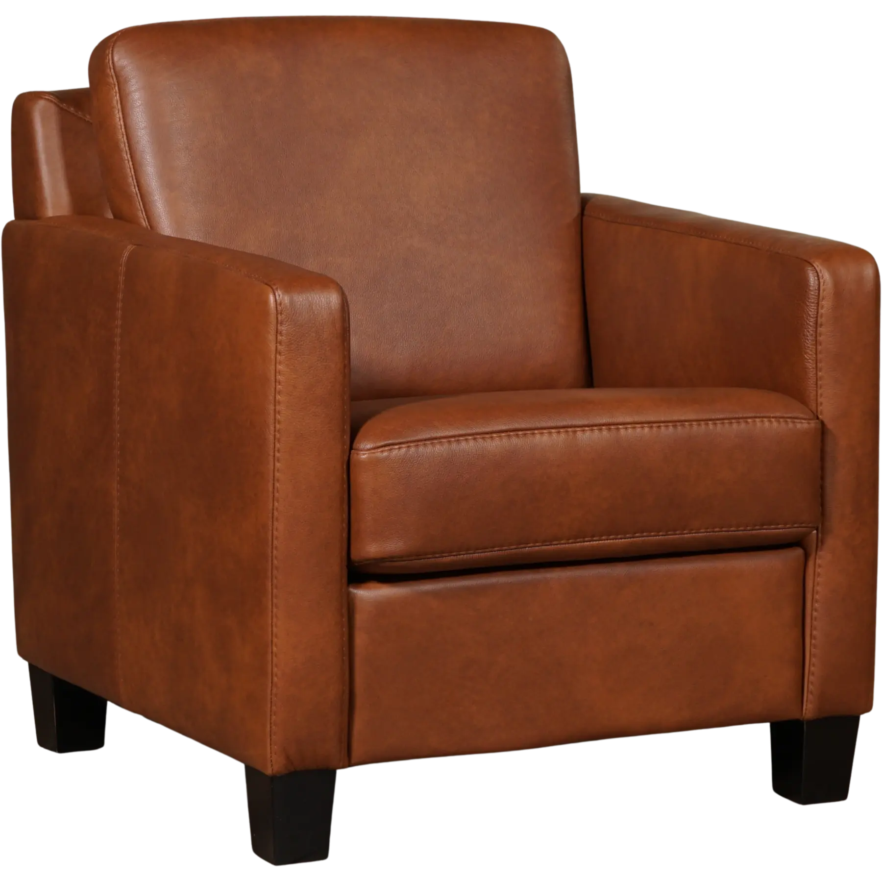 afbeelding van Set van 2 Leren fauteuils Smart - Granada Savannah (cognac) - Poten hout zwart